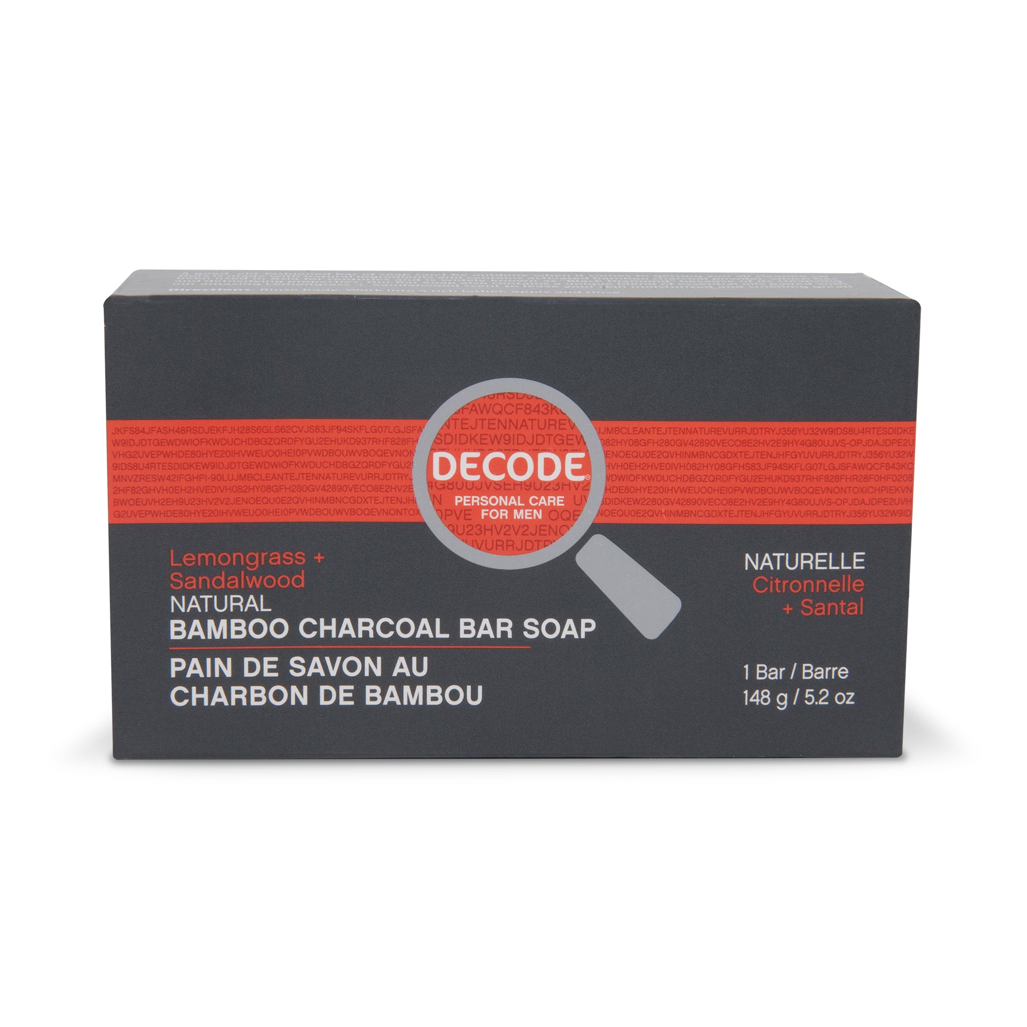 Hush Brands Decode Personal Care For Men Lemongrass Sandalwood 竹纖維 Charcoal 潔膚皂|148g 主產品圖