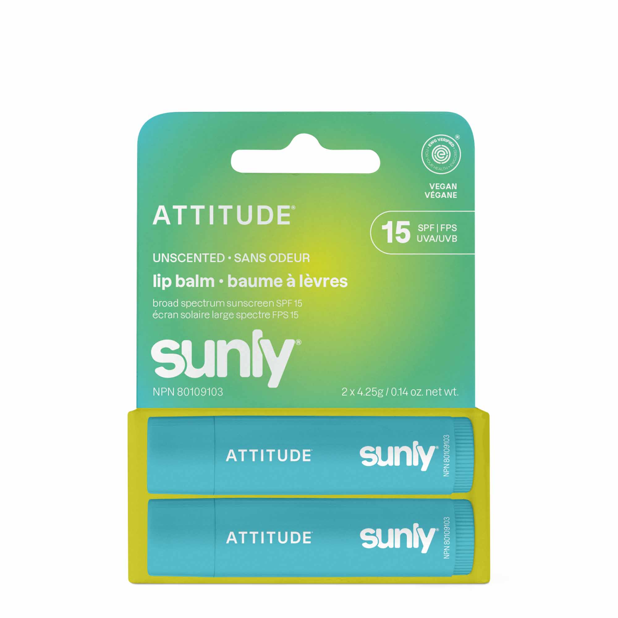 ATTITUDE 潤唇膏 雙件裝|SPF 15 主產品圖