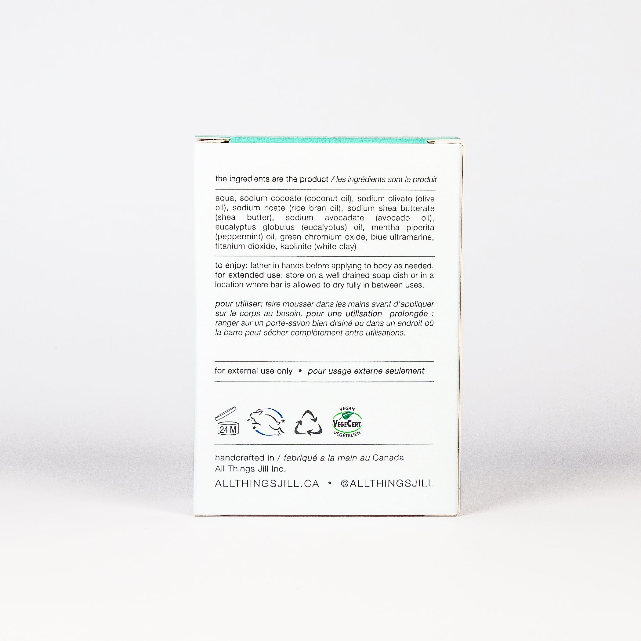 尤加利+薄荷 手工皂 背面標籤及成分圖