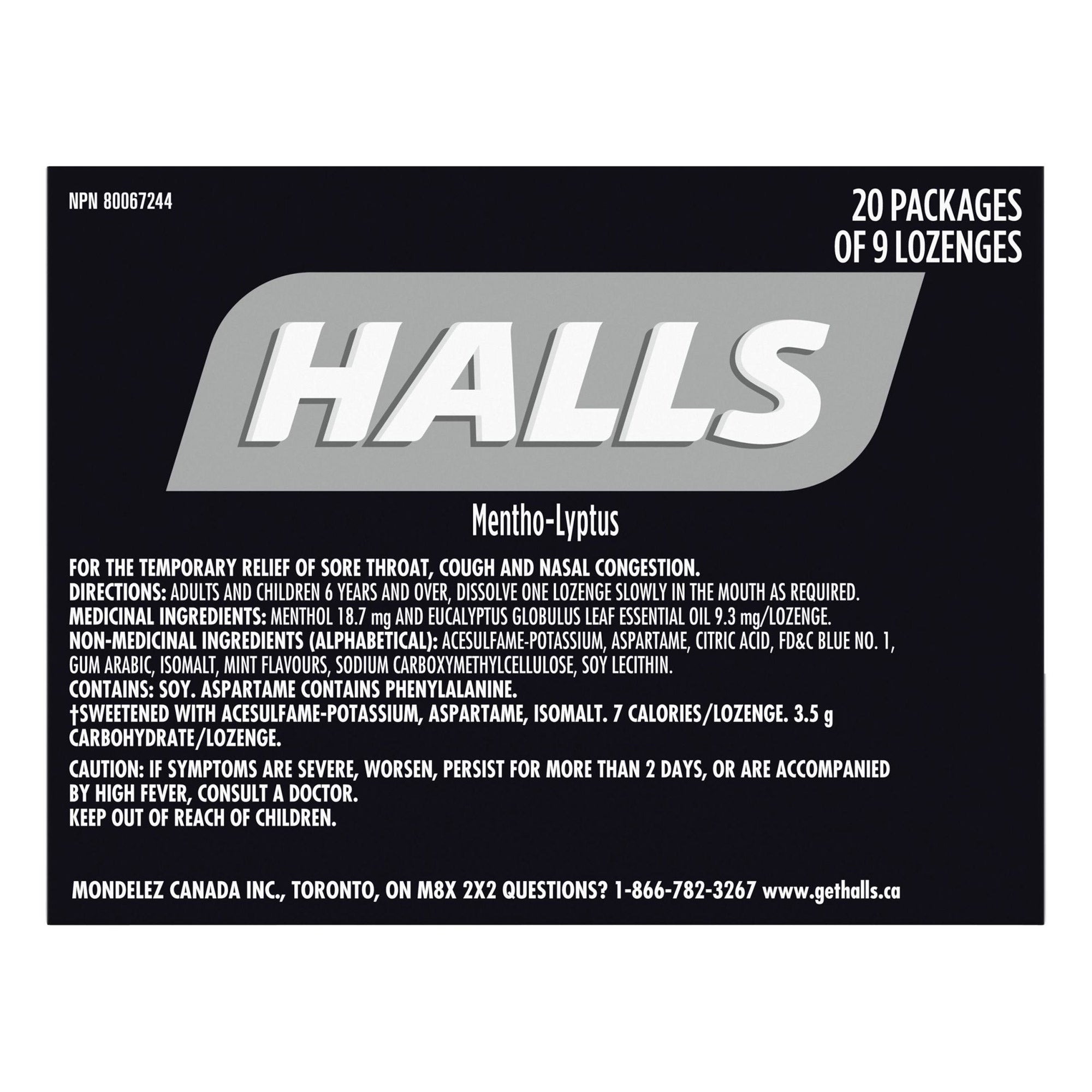 Halls 特強薄荷無添加糖潤喉糖 (9粒 x 20包) 產品圖片 3