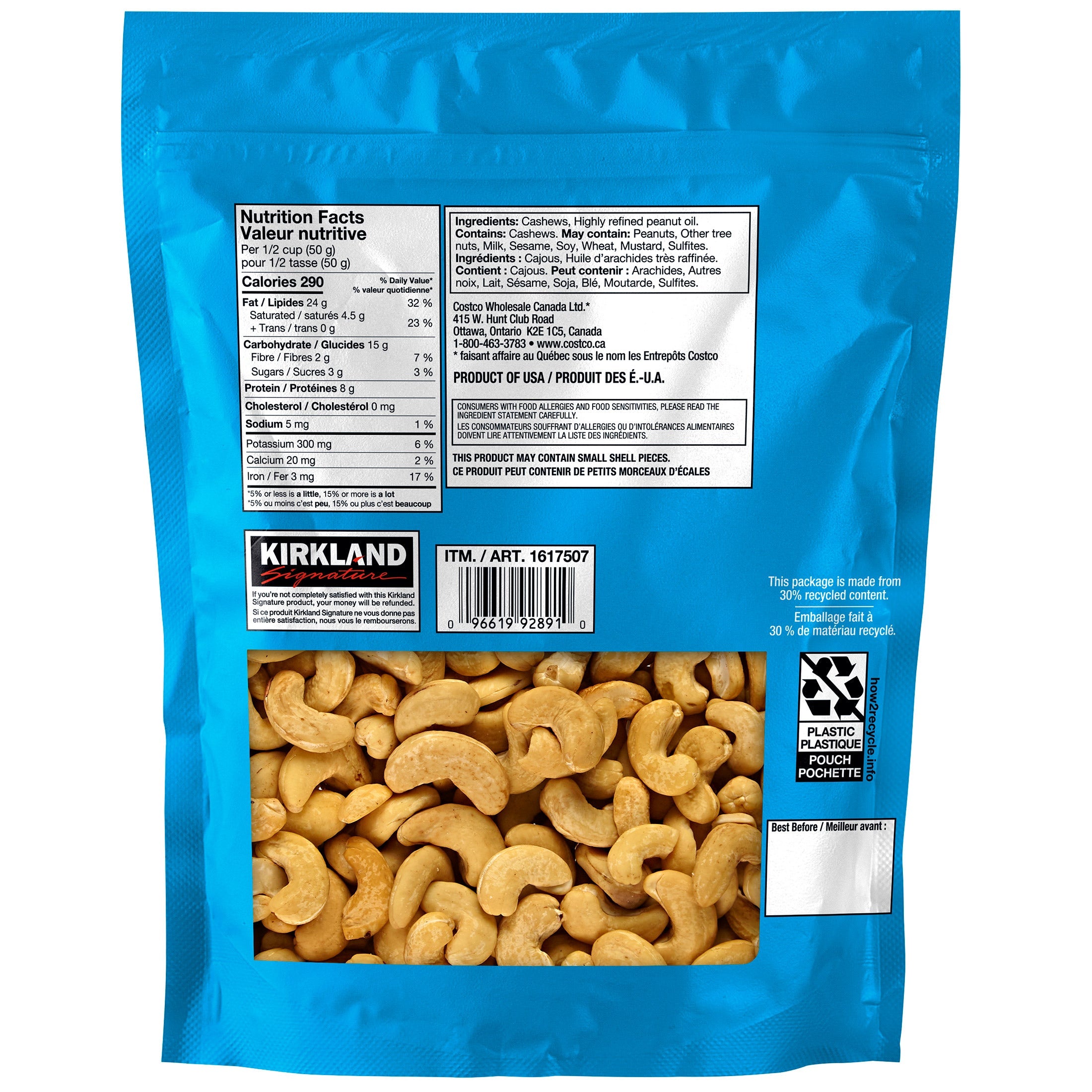 Kirkland Signature 烘焙原粒無鹽腰果 (1.13kg) 產品圖片 2