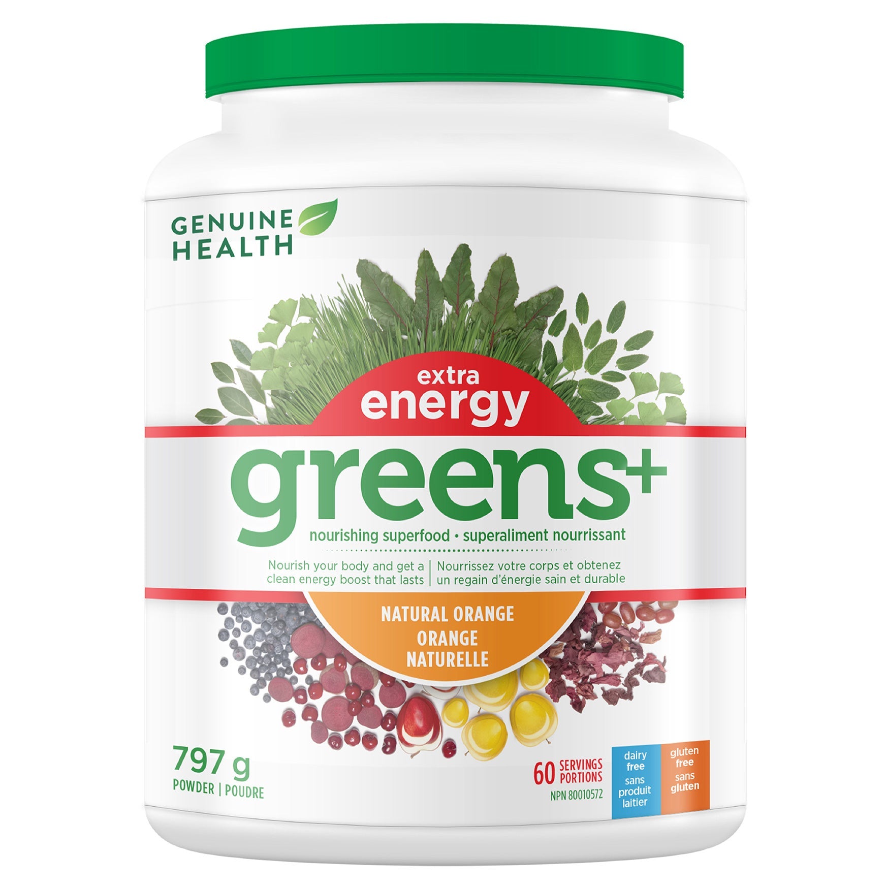 Genuine Health Greens+ Extra Energy 能量綠色超級食物粉 天然香橙味 797g 產品圖片 1