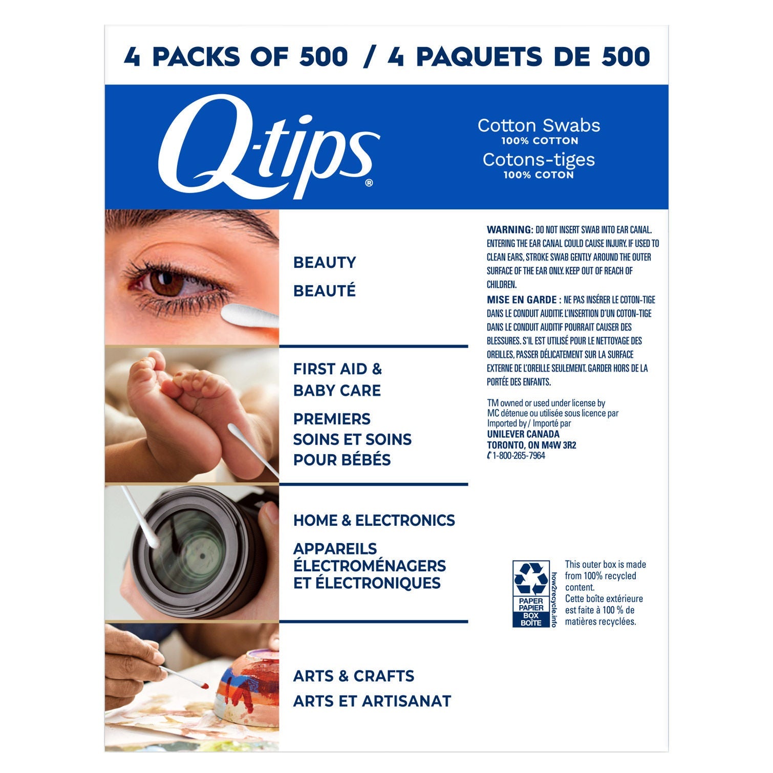 Q-tips 100%純棉棉花棒 家庭裝 (500支 x 4盒|共2000支) 產品圖片 3