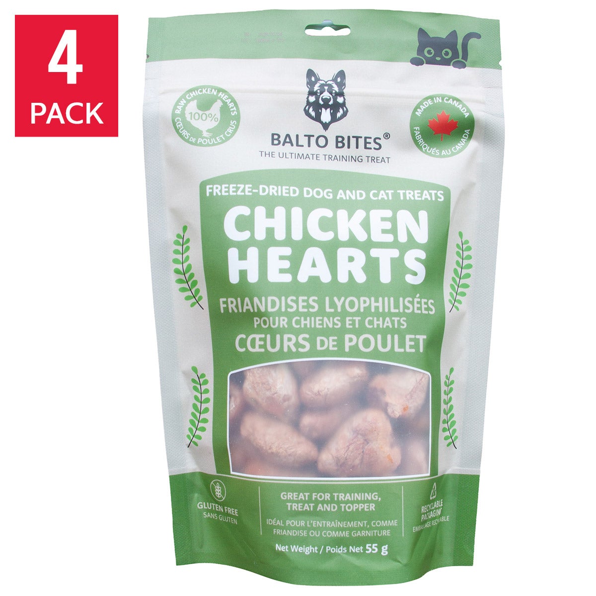 Balto Bites 凍乾雞心犬貓小食 (55g x 4包) 產品圖片 1