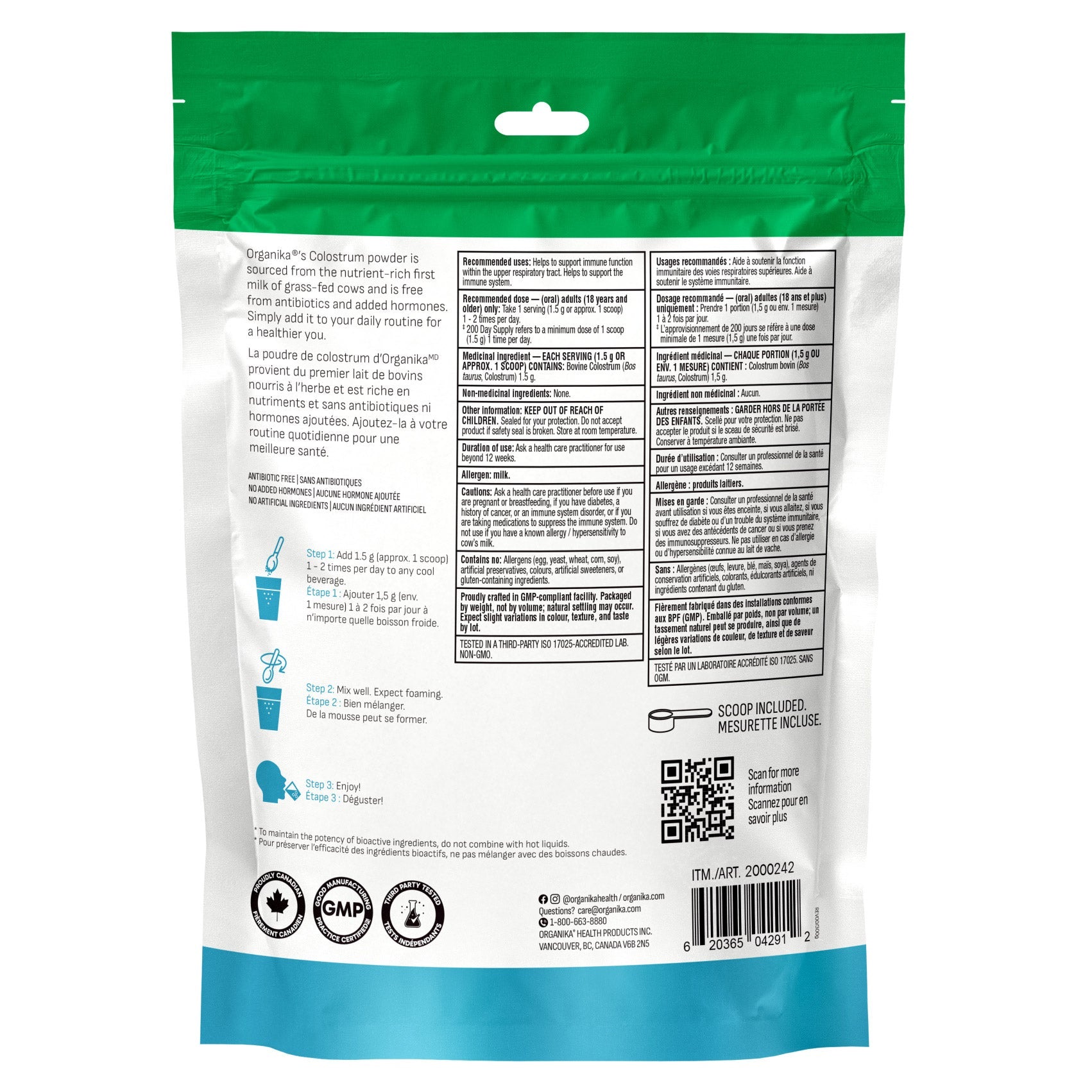 Organika 牛初乳粉 Colostrum (300g) 產品圖片 2