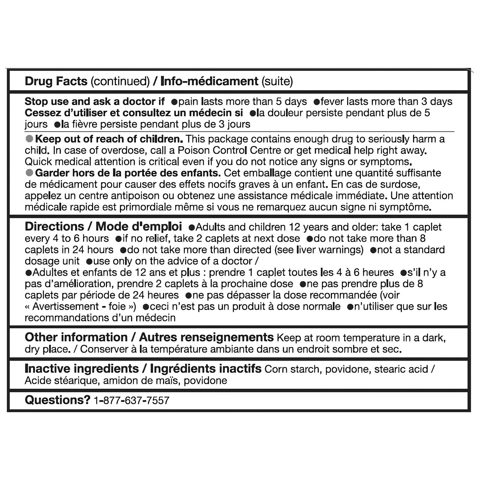 Kirkland Signature 特強 Acetaminophen 撲熱息痛止痛退燒片 500mg (500片) 產品圖片 3