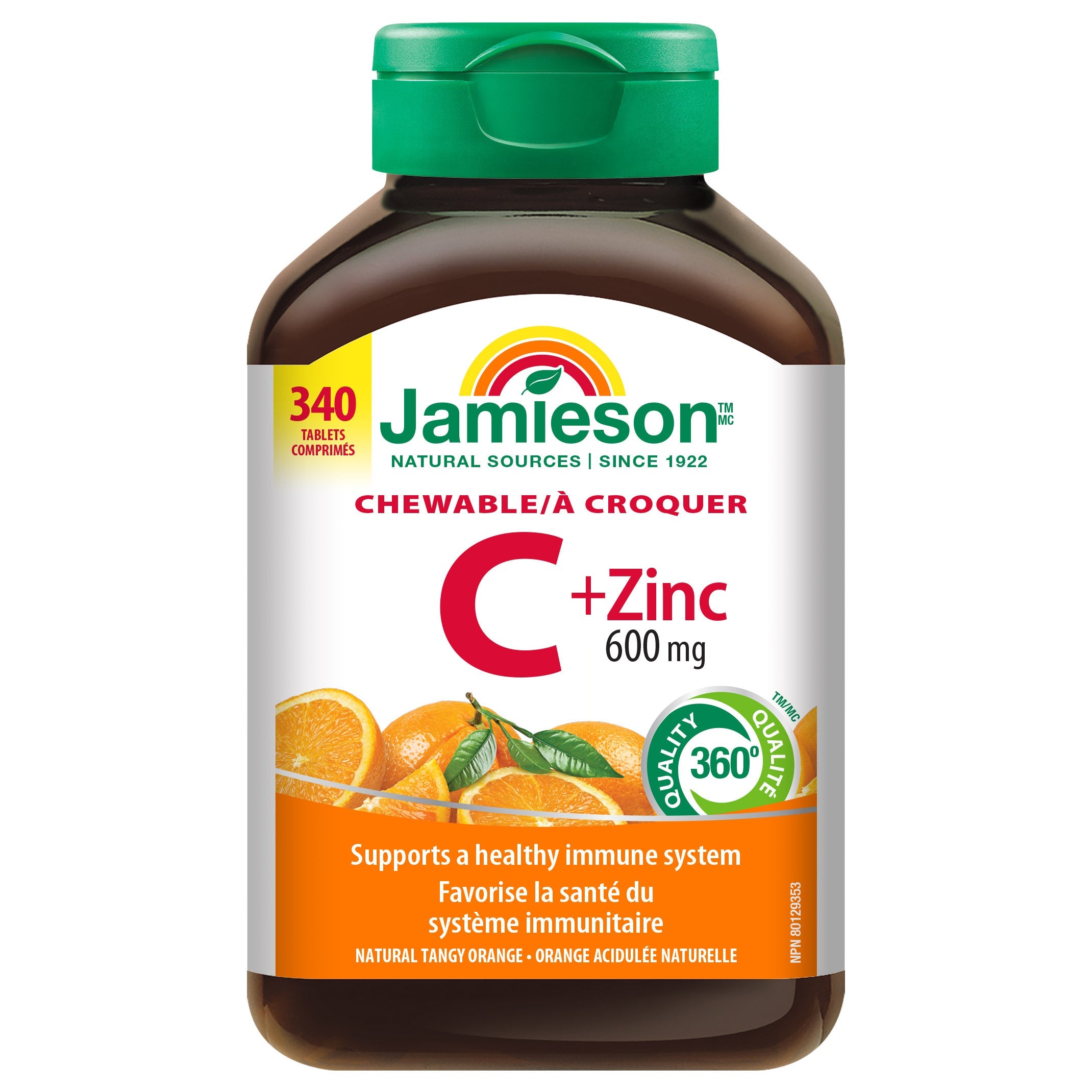 Jamieson 維他命C 600mg + 鋅橙味咀嚼片 (340片) 產品圖片 1