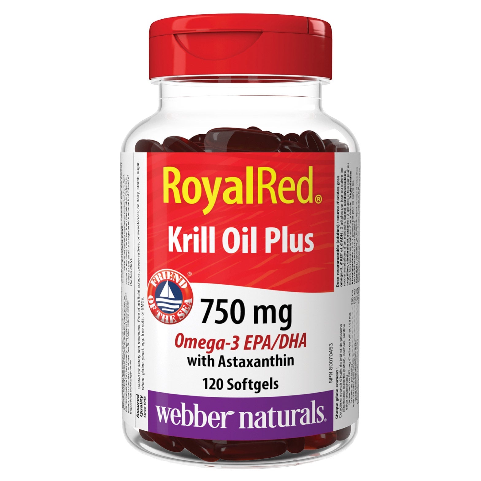 Webber Naturals Royal Red 磷蝦油 750mg + 蝦紅素 (120粒) 產品圖片 1