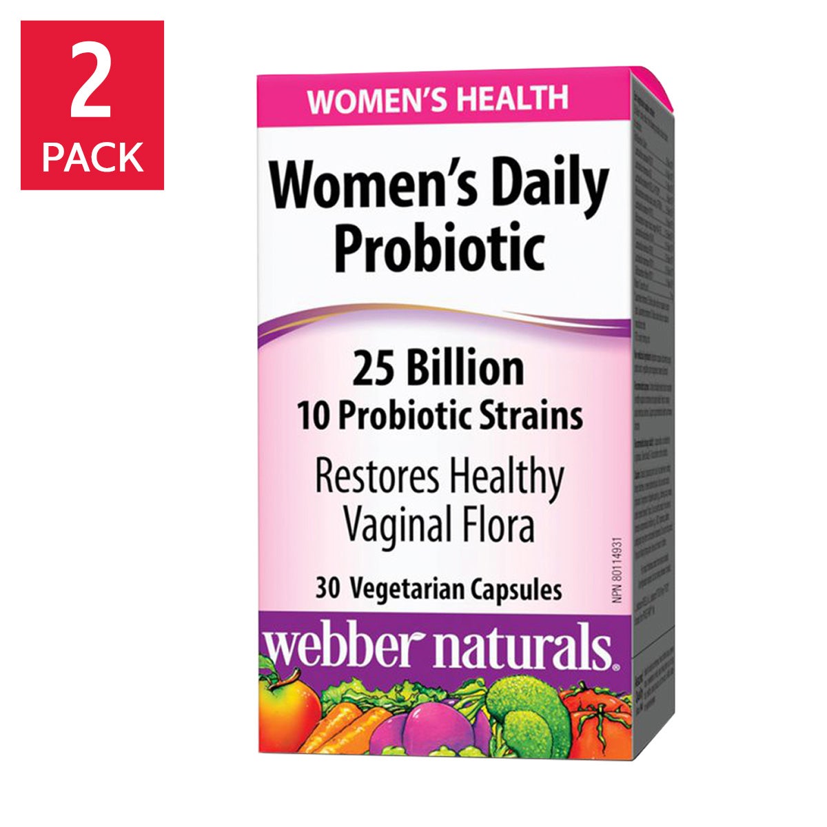 webber naturals webber naturals Women's Daily Probiotic 25 Billion CFU, 2 x 30 Vegetarian Capsules 產品圖片 1