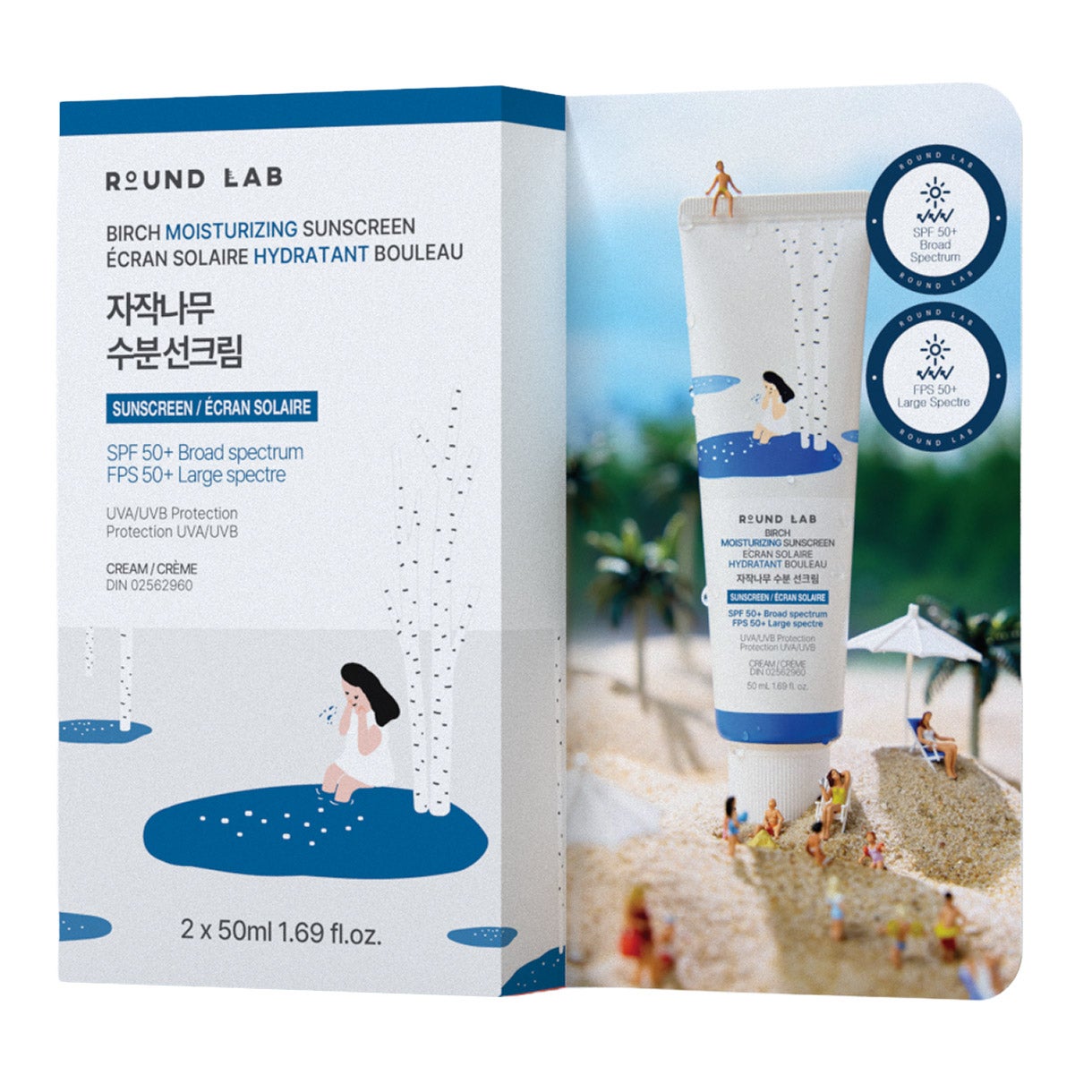 Round Lab 白樺保濕防曬霜 SPF 50+|廣譜 UVA/UVB (50mL x 2支) 產品圖片 2