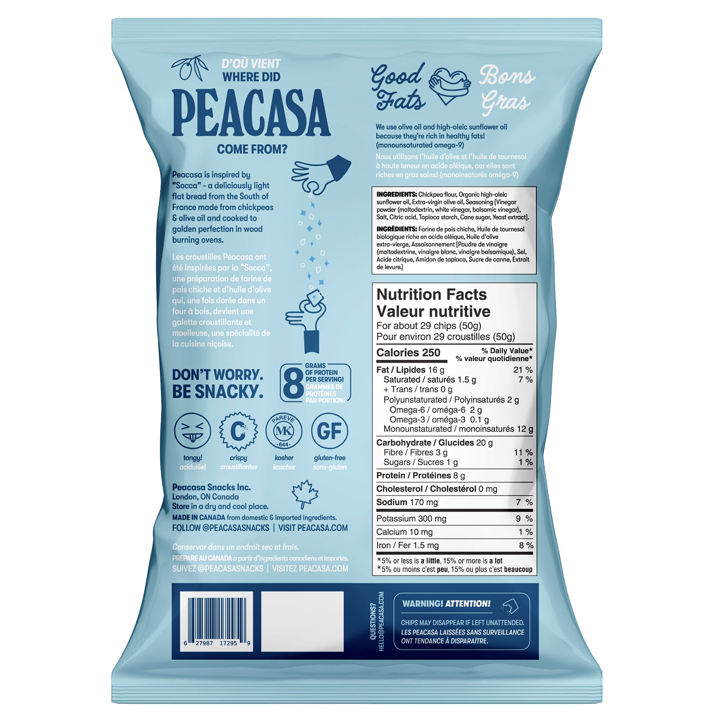 Peacasa 加拿大製鷹嘴豆脆片 海鹽+蜜糖芥末 (128g x 6包) 產品圖片 3