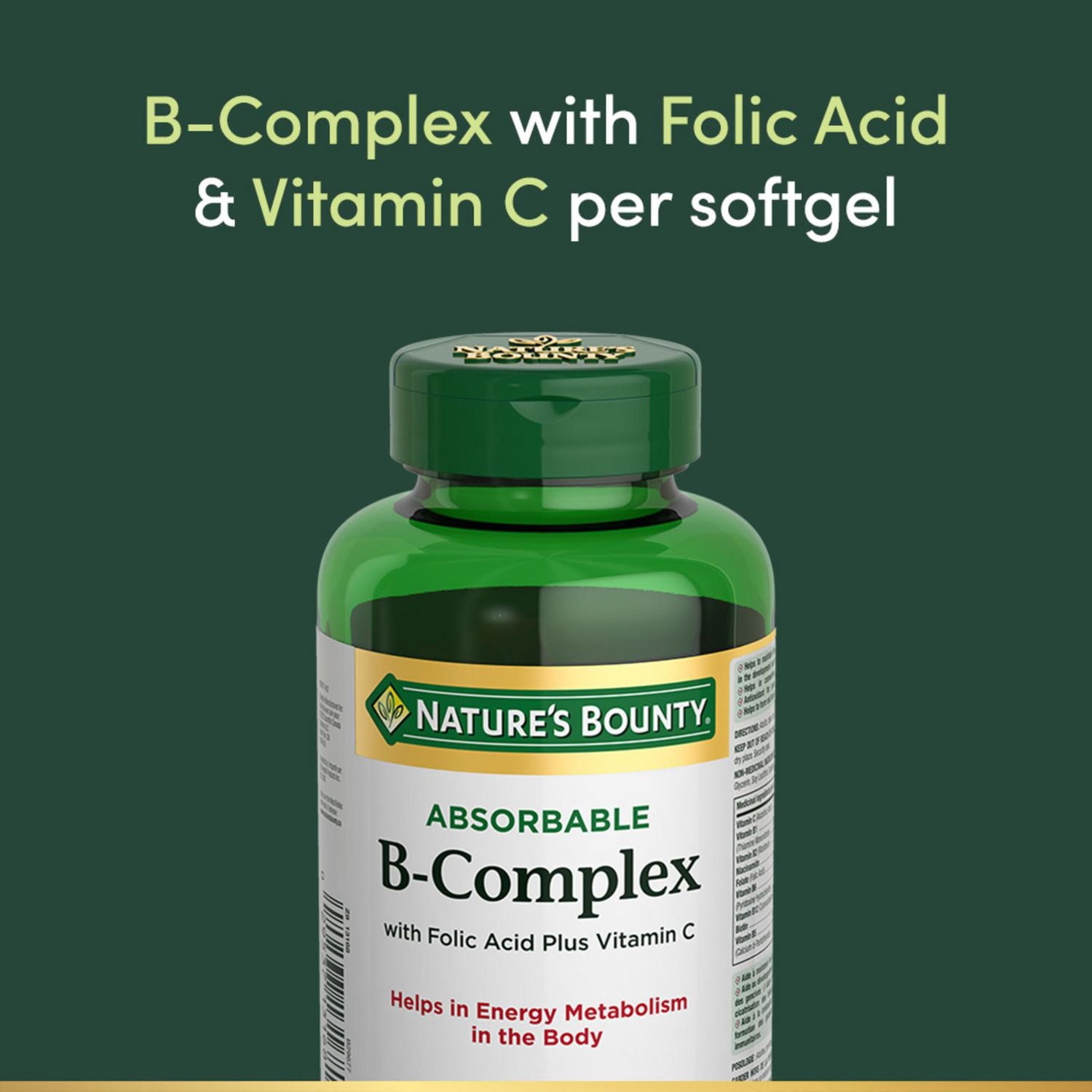 Nature's Bounty 高吸收維他命B群 + 葉酸 + 維他命C 軟膠囊 (100粒) 產品圖片 5