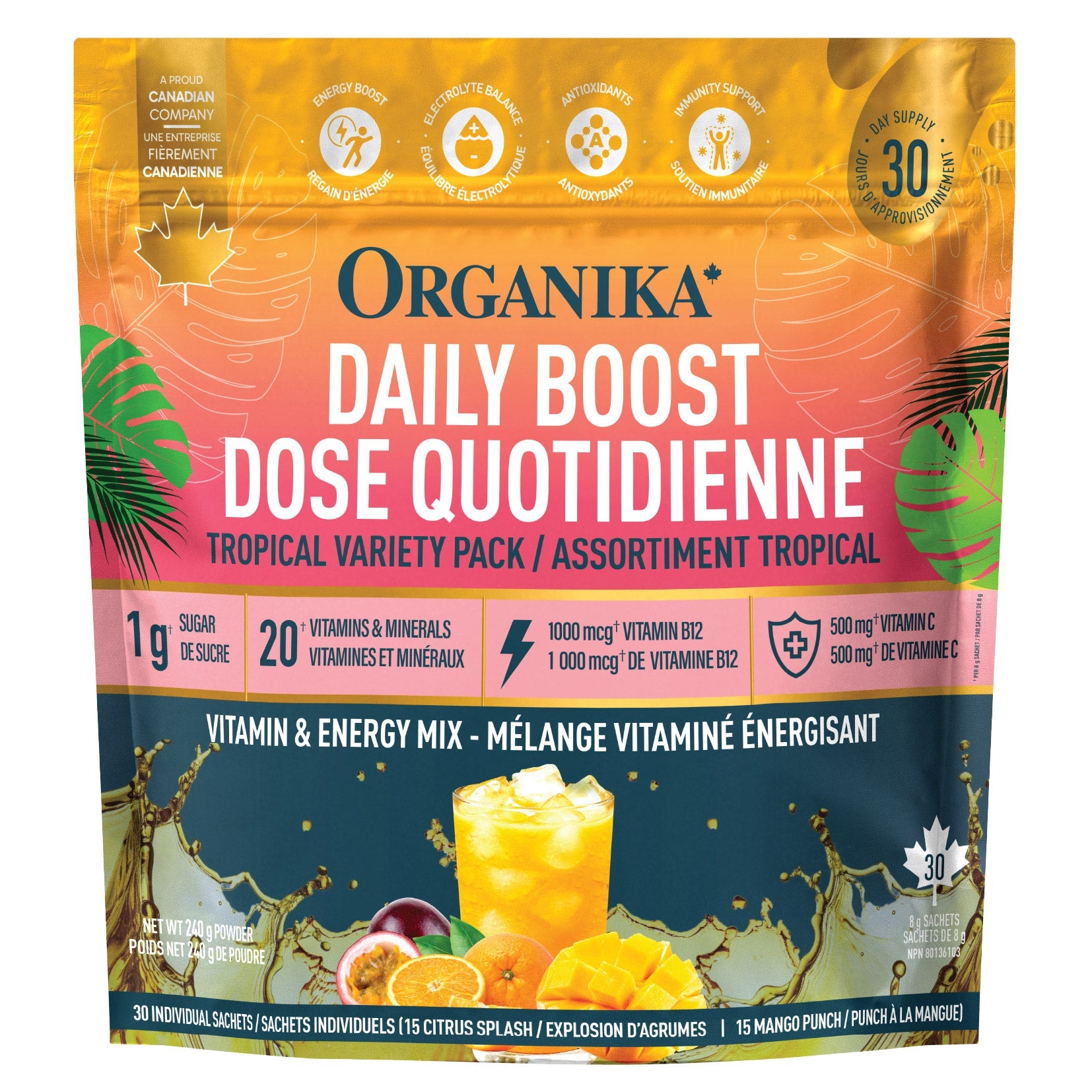 Organika Daily Boost 熱帶水果綜合營養沖劑 (30包) 產品圖片 1