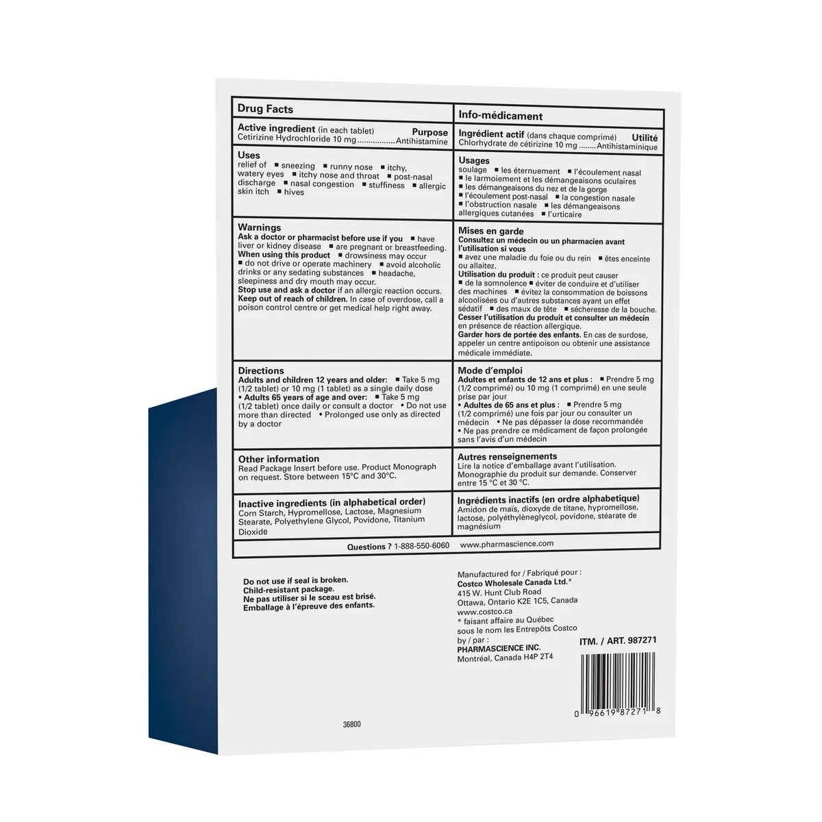 Kirkland Signature Allergy Relief Extra Strength 10 mg 舒緩過敏非處方藥 (200 粒裝) - canadahk