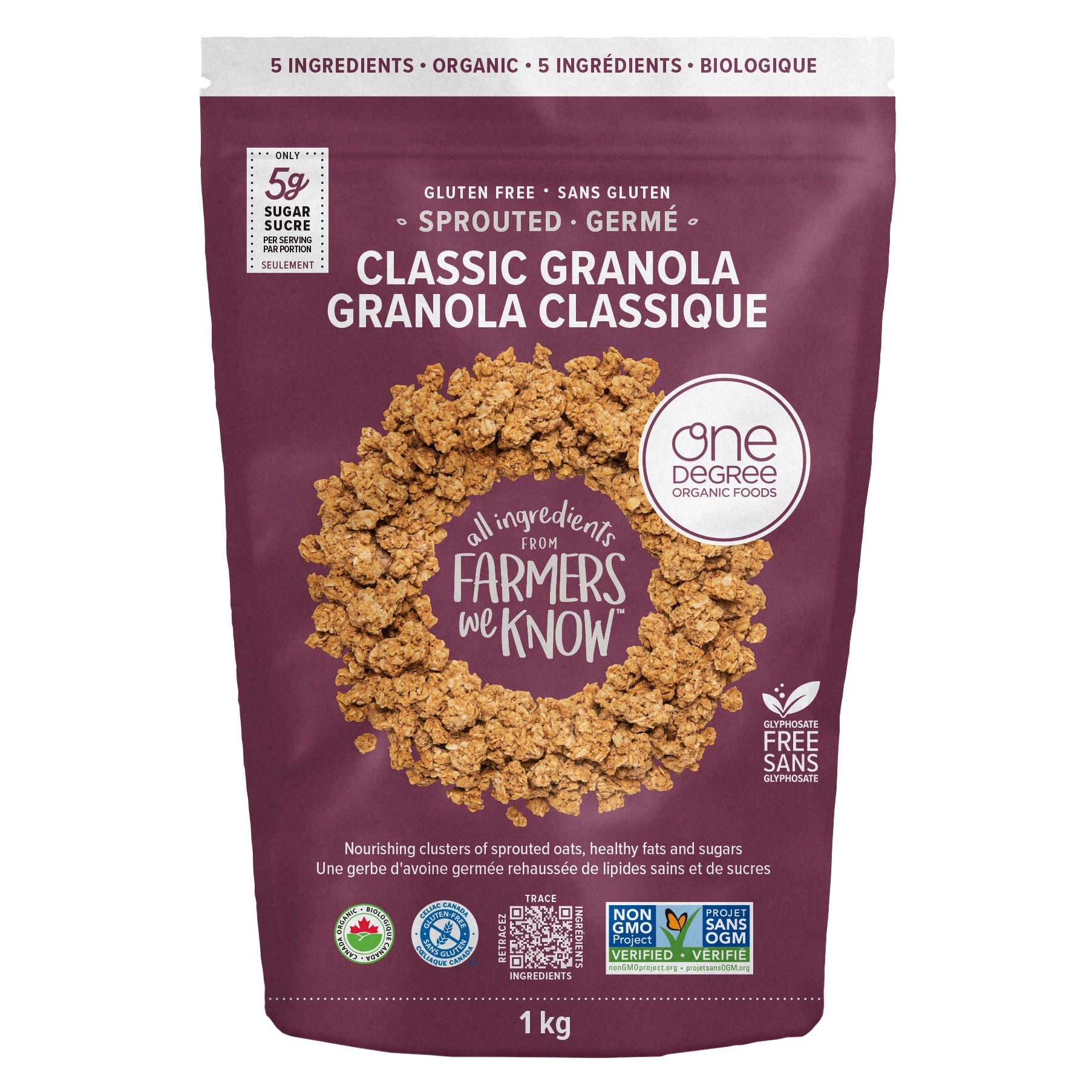 One Degree 有機發芽燕麥 Classic Granola 脆脆 低糖配方 (1kg) 產品圖片 1