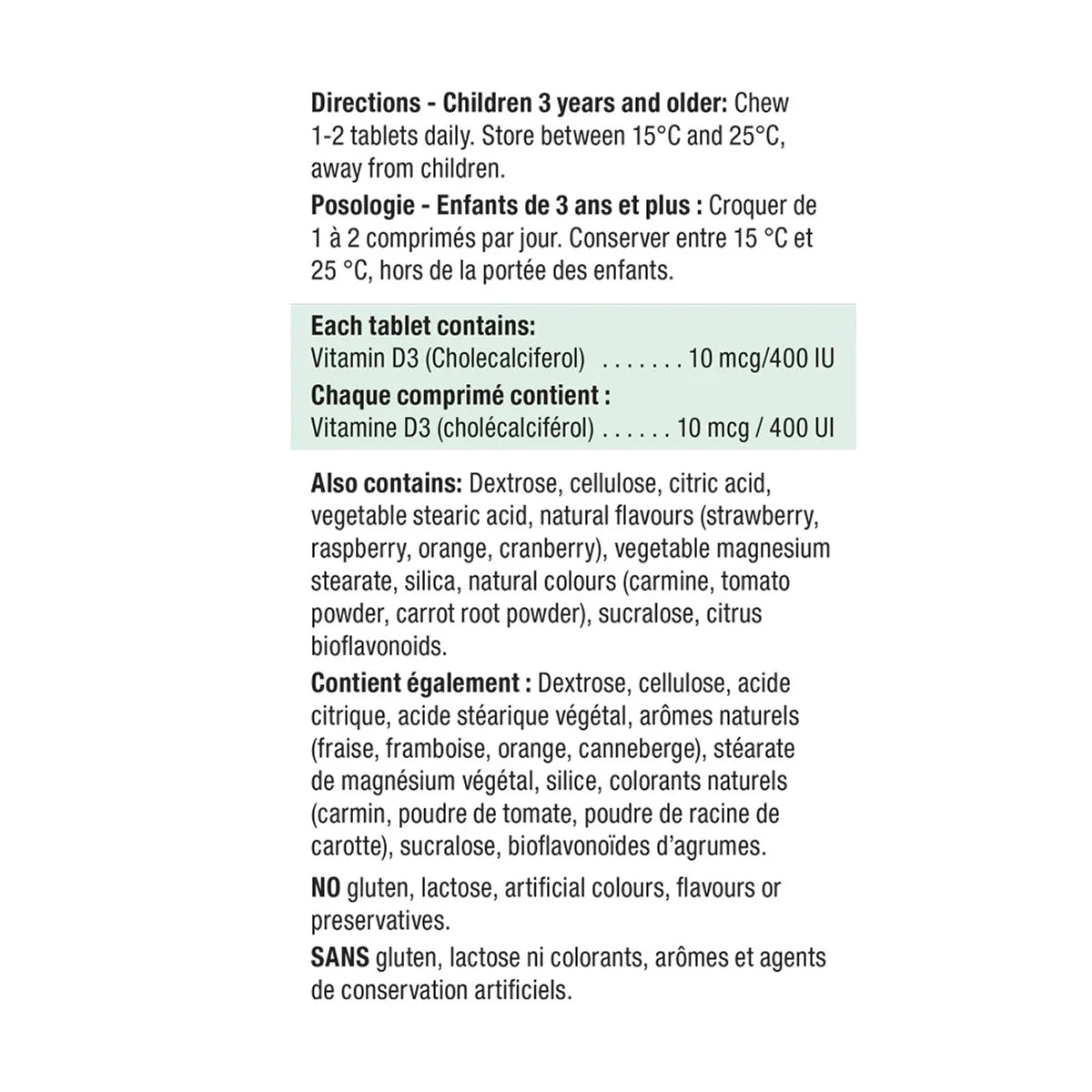 Jamieson 健美生 兒童維他命 D3 咀嚼片 400 IU (365粒 x 2樽 超值裝) - canadahk