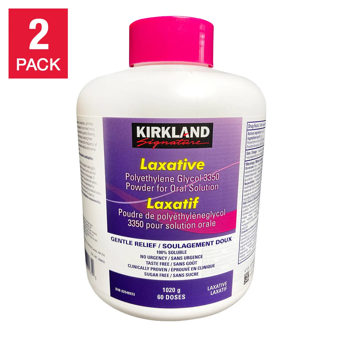 Kirkland Signature 溫和通便粉 (PEG 3350) 2樽超值裝 (共120劑量) - canadahk