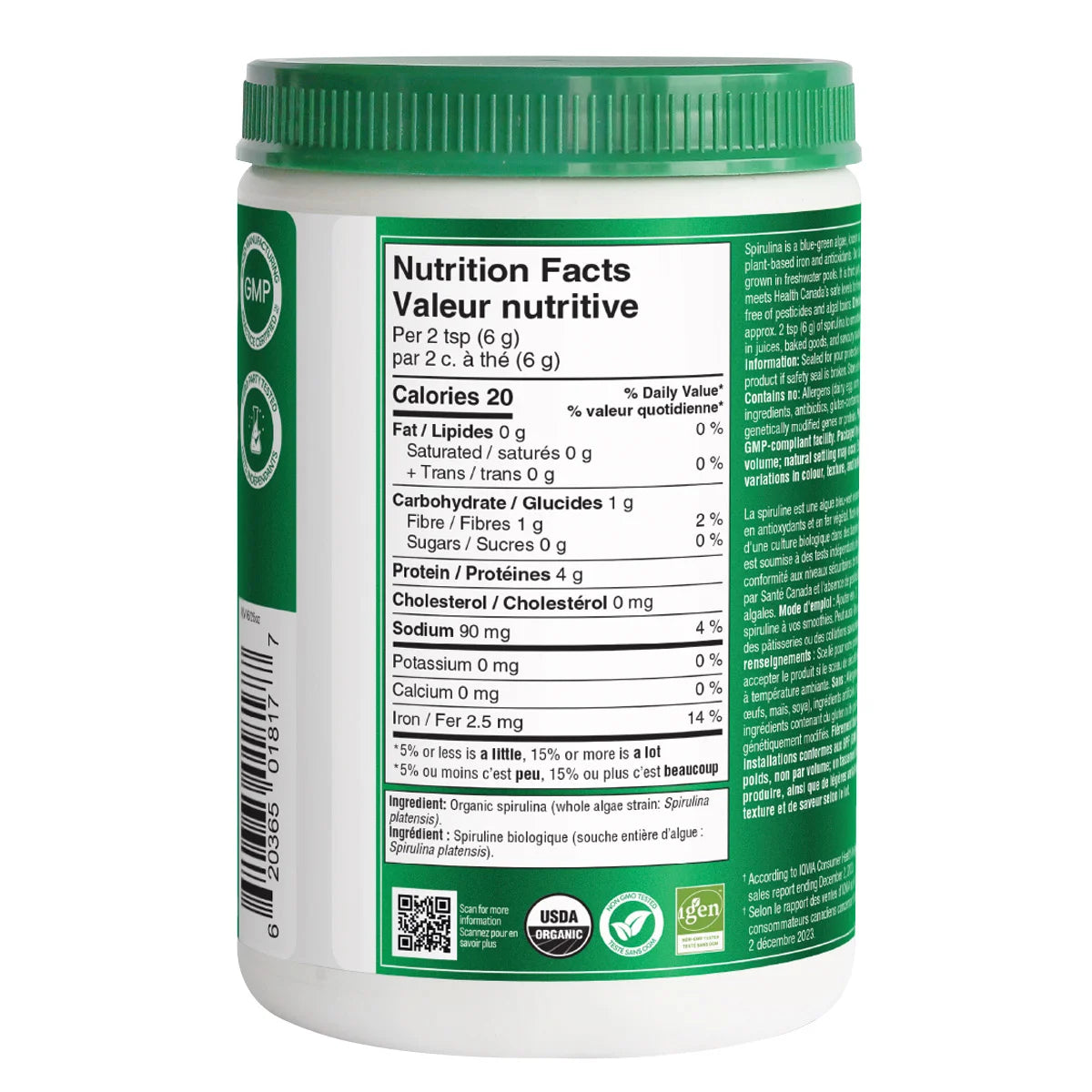 Organika 有機螺旋藻粉 (藍綠藻) 300g x 3樽裝 (超級食物) - canadahk