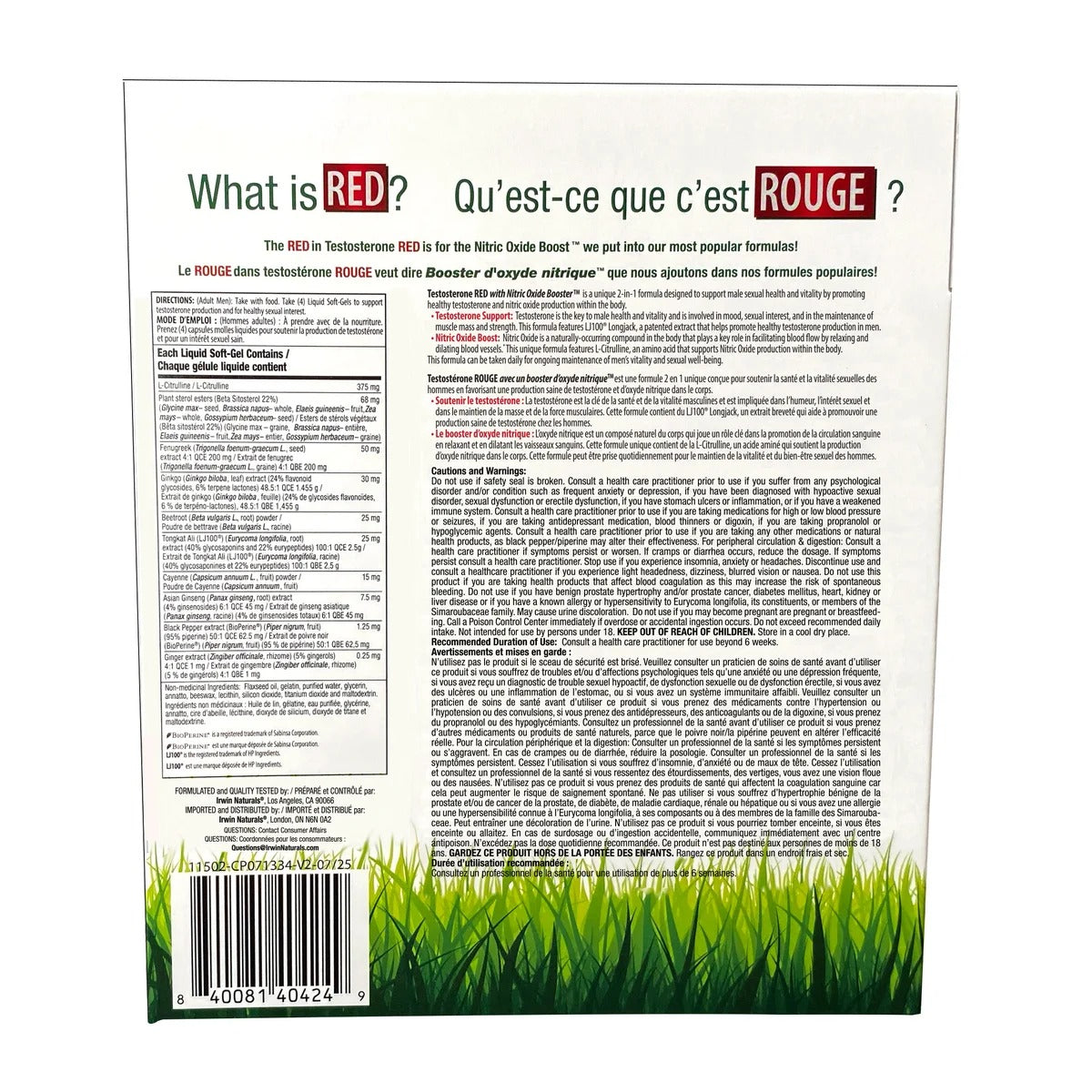 Irwin Naturals 紅鑽睪酮素 + 一氧化氮 (強效增肌/運動表現配方) 120粒 軟膠囊 - canadahk