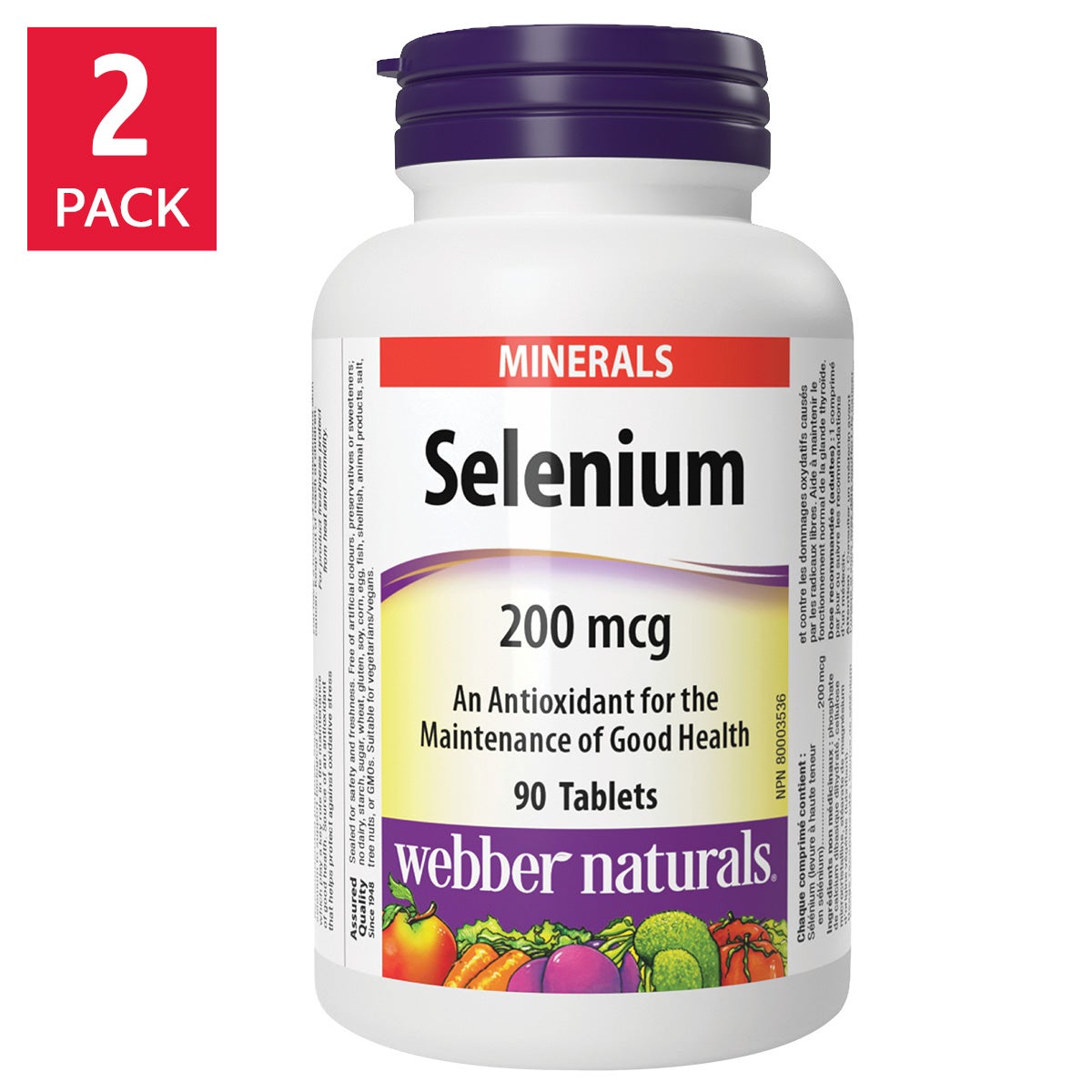 Webber Naturals 硒 Selenium 抗氧化片 (90片 x 2樽) 產品圖片 1