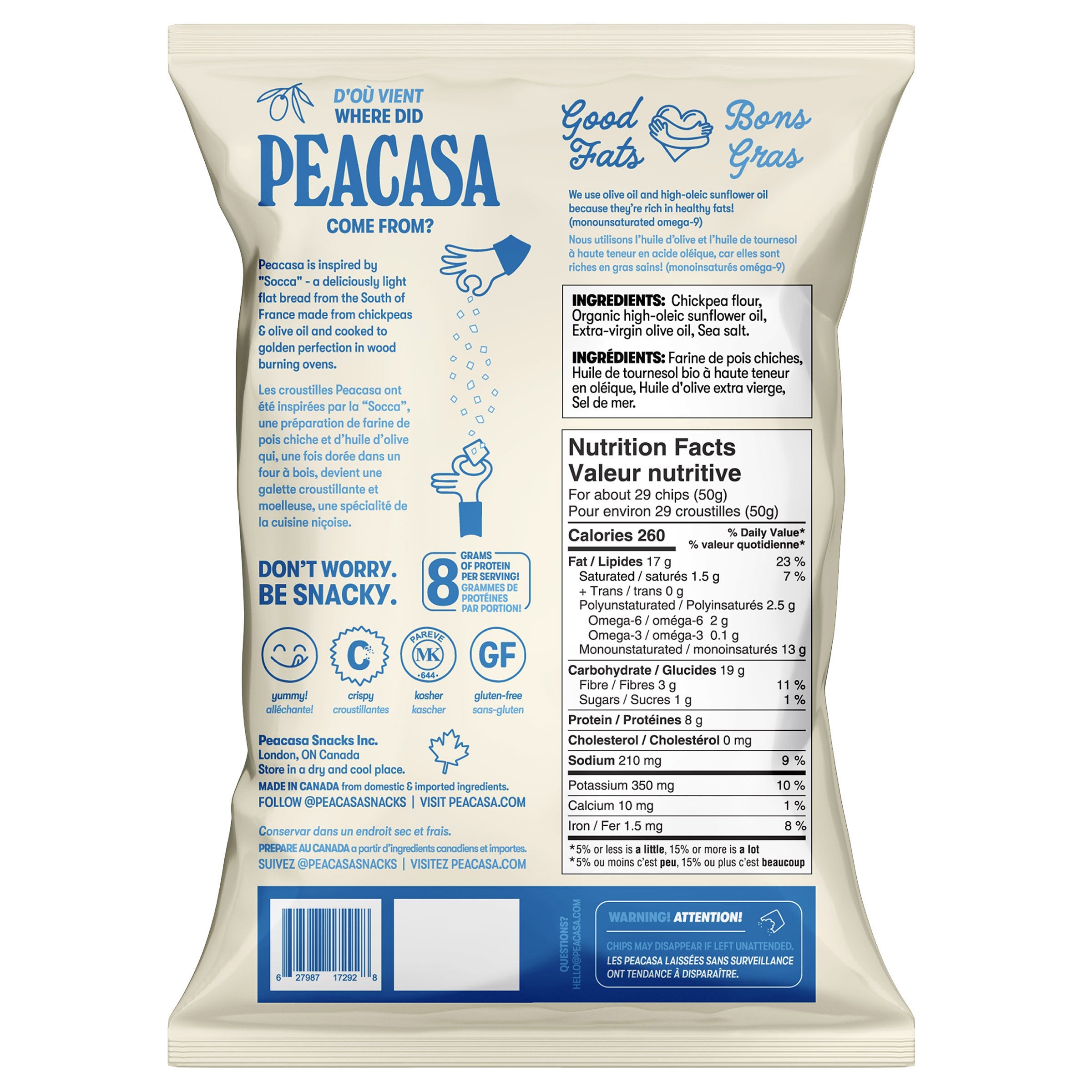 Peacasa 加拿大製鷹嘴豆脆片 海鹽+蜜糖芥末 (128g x 6包) 產品圖片 2