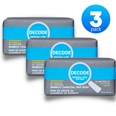 Hush Brands 3PACK Decode Personal Care For Men Lemongrass Sandalwood 竹纖維 Charcoal 潔膚皂｜148g｜Paper Packaging｜LIMITED QUANTITIES