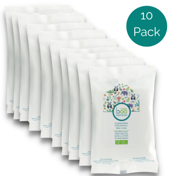 Hush Brands 10pack｜Baby Boo 竹纖維 Biodegradable 100% 竹纖維 嬰兒濕紙巾｜12ct Travel Pack 主產品圖