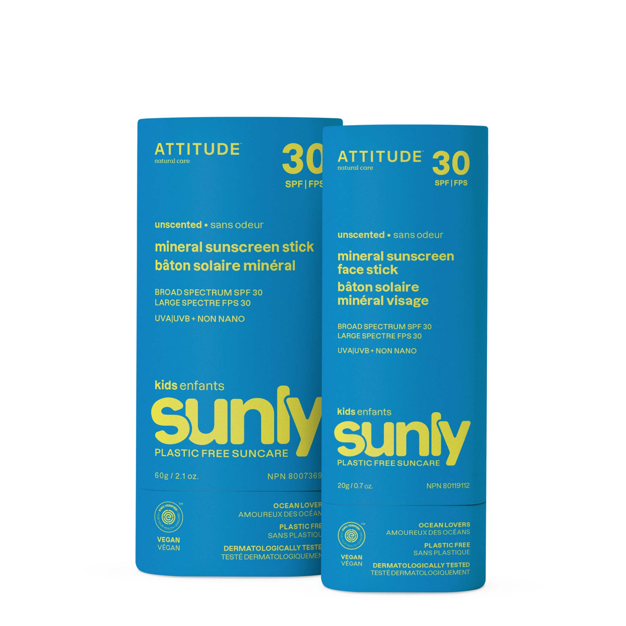 ATTITUDE Kids 礦物 Sunscreen Stick 雙件裝 Face & Body｜SPF 30 主產品圖