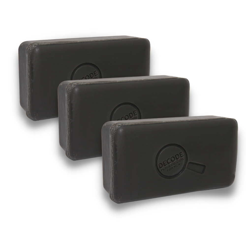 Hush Brands 3PACK Decode Personal Care For Men Lemongrass Sandalwood 竹纖維 Charcoal 潔膚皂｜148g｜Paper Packaging｜LIMITED QUANTITIES