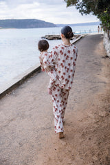 Bambi & Birdie 女士翻領長袖長褲家居服套裝 棕櫚樹圖案｜產品及細節圖片 2