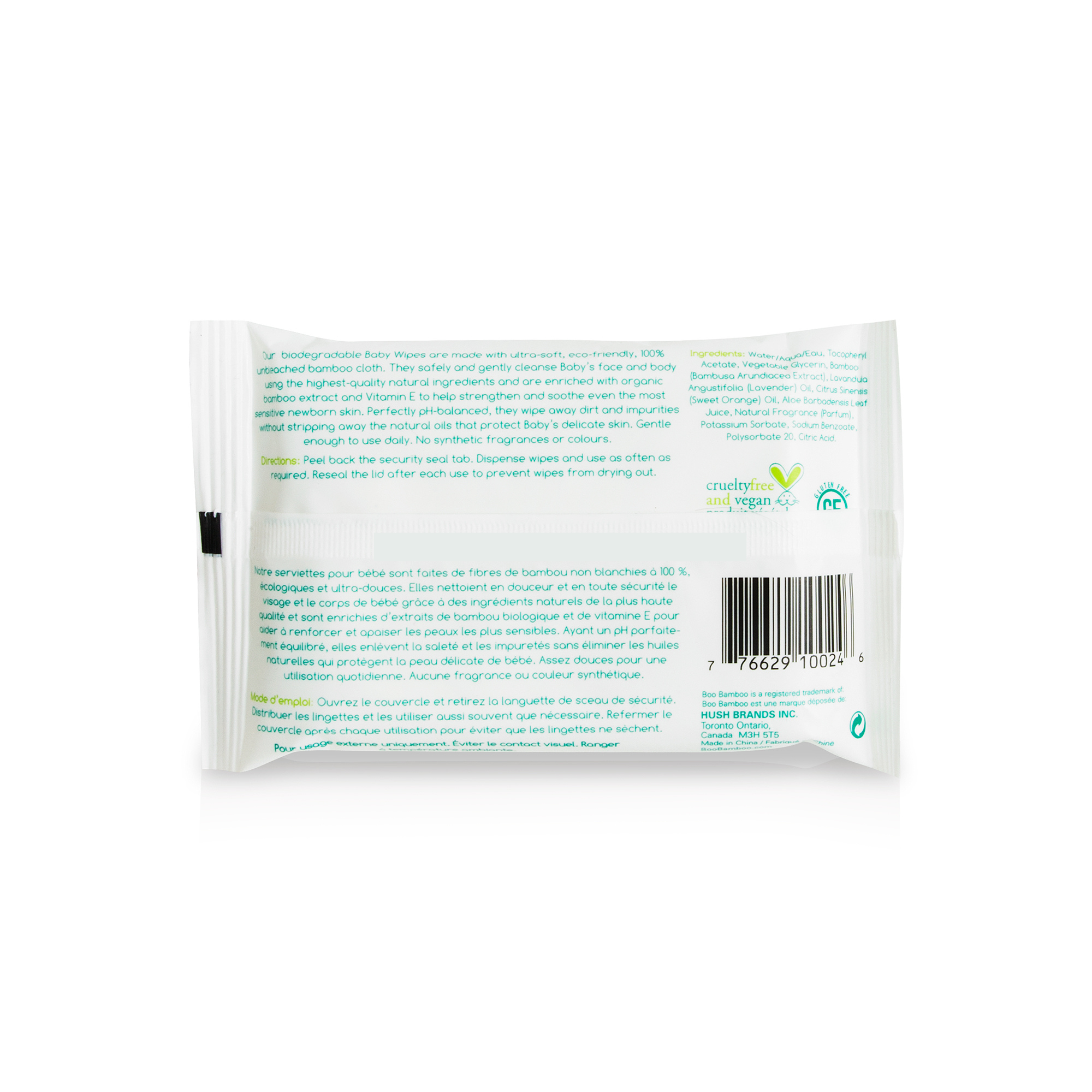 Hush Brands 10pack｜Baby Boo 竹纖維 Biodegradable 100% 竹纖維 嬰兒濕紙巾｜12ct Travel Pack 產品細節圖 2
