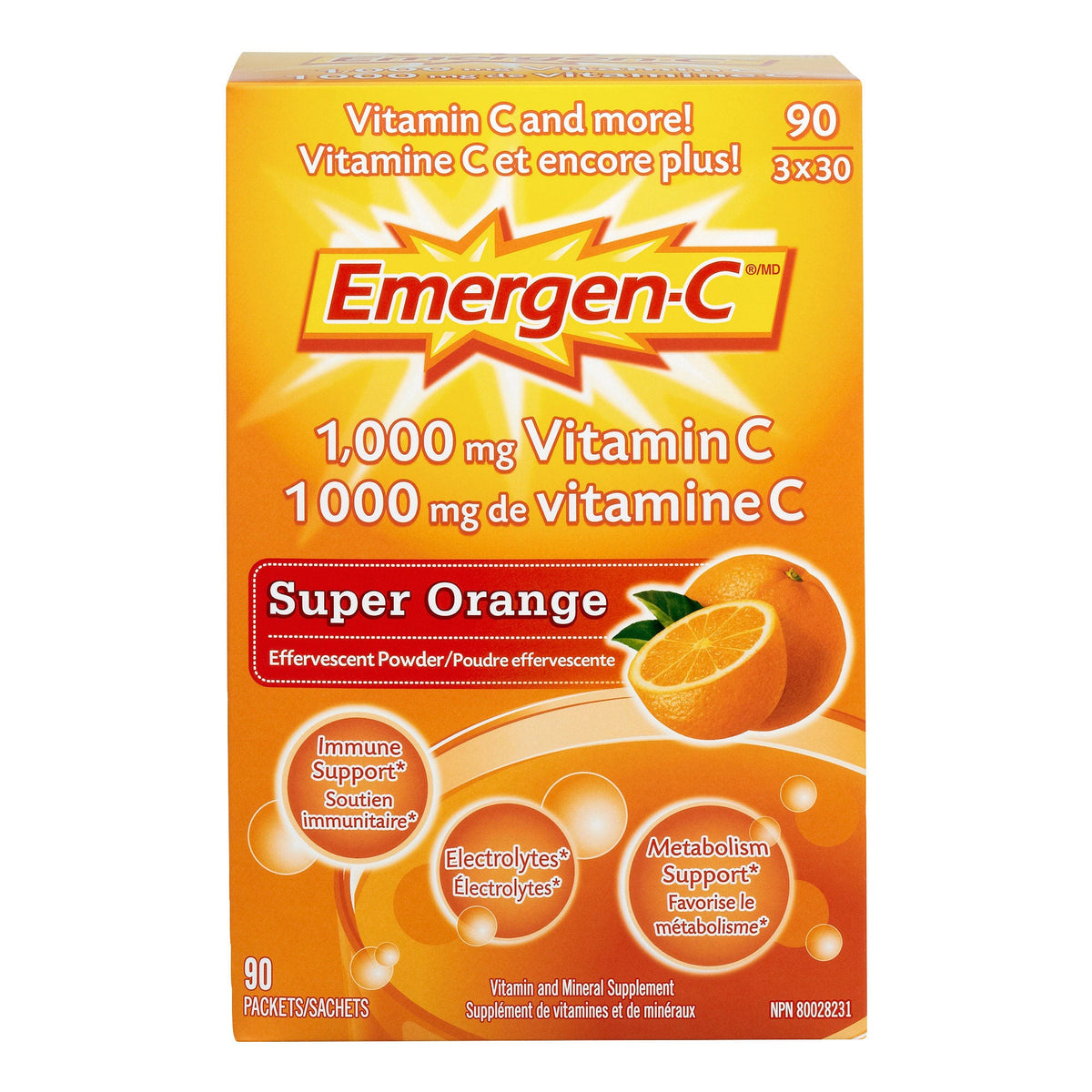 Emergen-C Super Orange 維他命C 1000mg 電解質沖劑 (30包 x 3盒) 產品圖片 1
