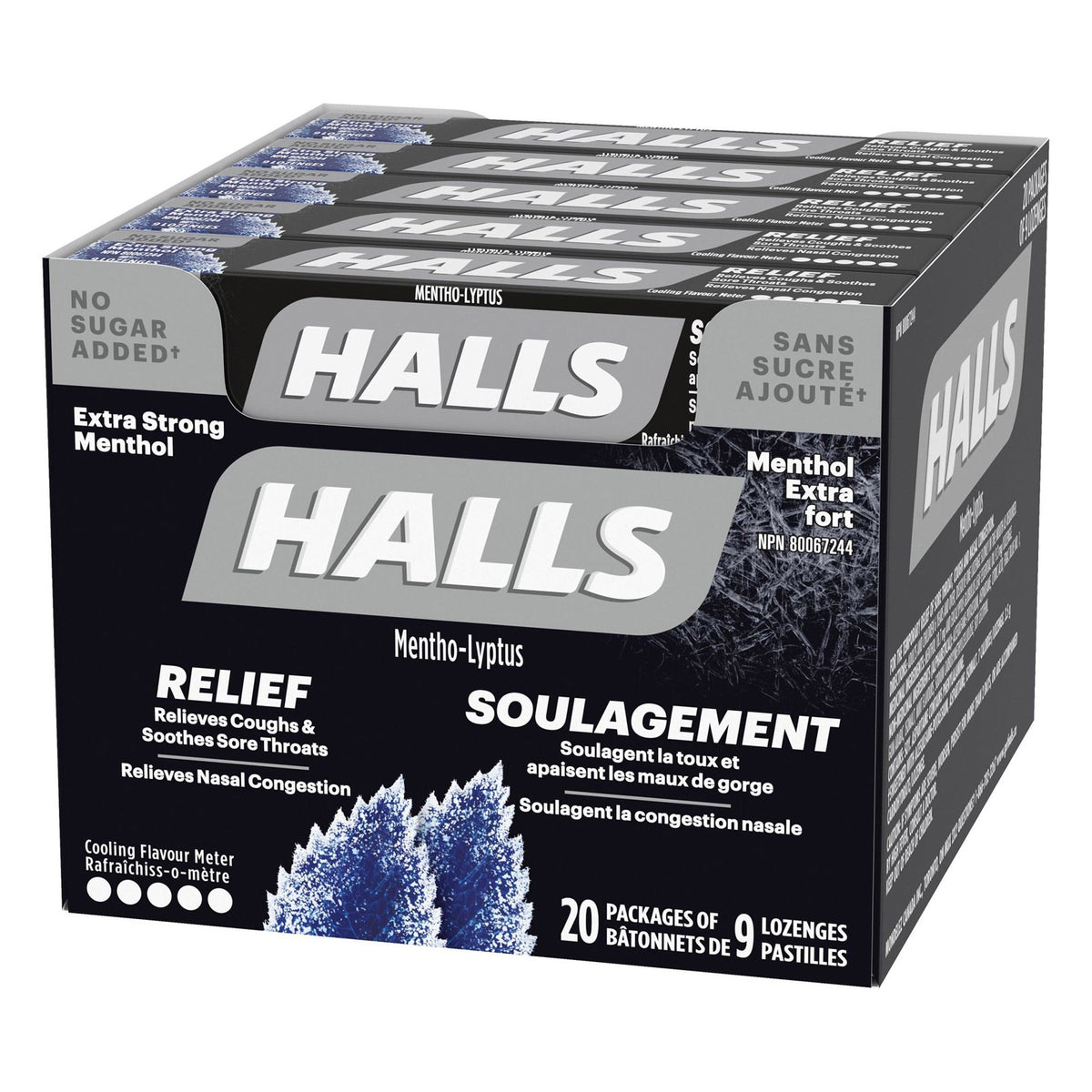Halls 特強薄荷無添加糖潤喉糖 (9粒 x 20包) 產品圖片 1