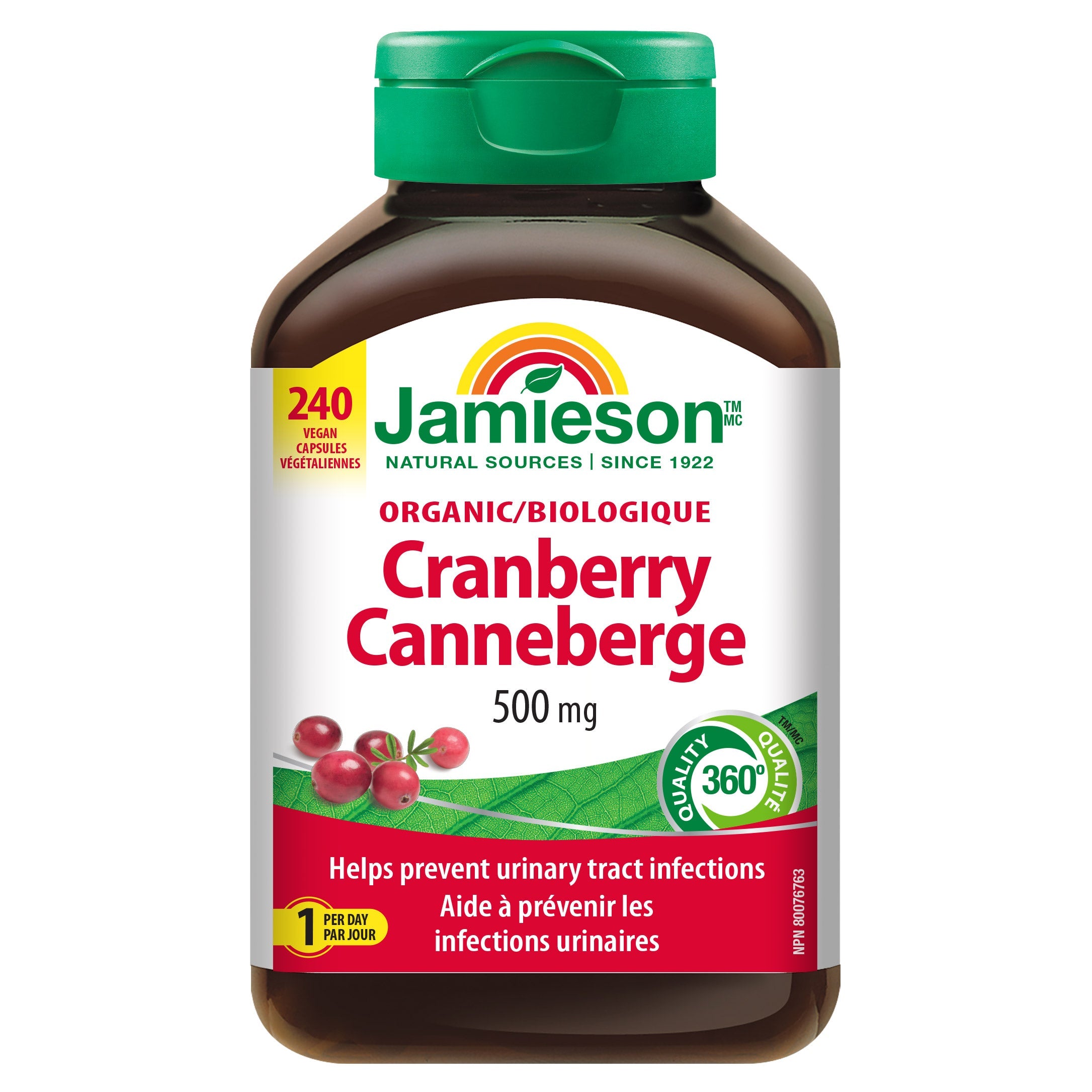 Jamieson 有機蔓越莓 500mg 純素膠囊 (240粒) 產品圖片 1