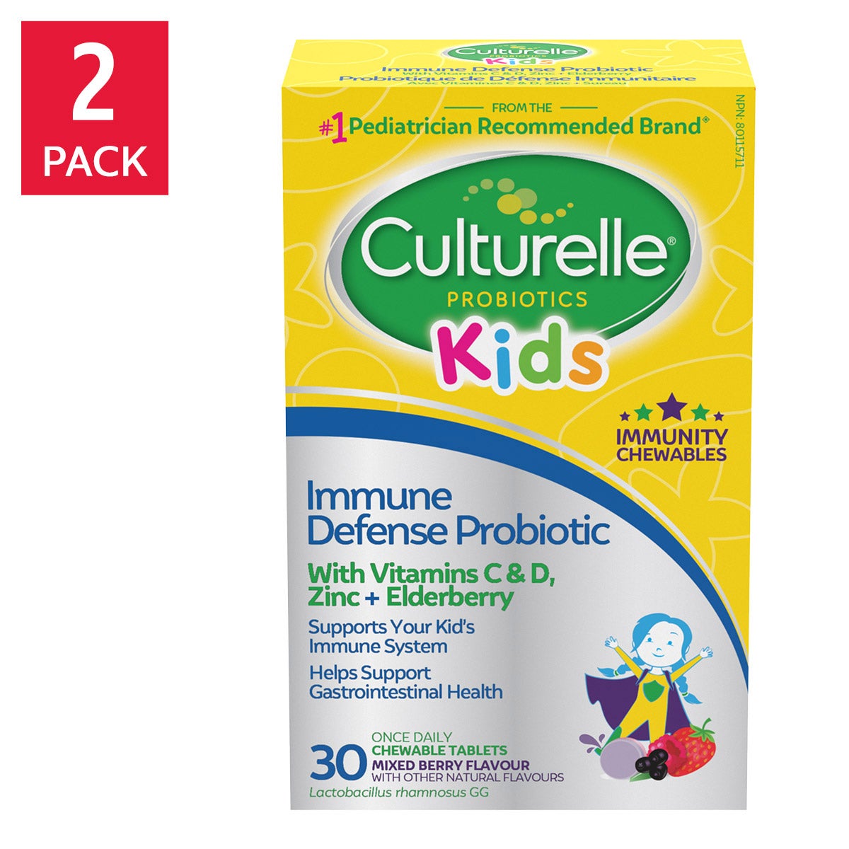 Culturelle Kids 兒童免疫防護益生菌咀嚼片 (30片 x 2盒) 產品圖片 1