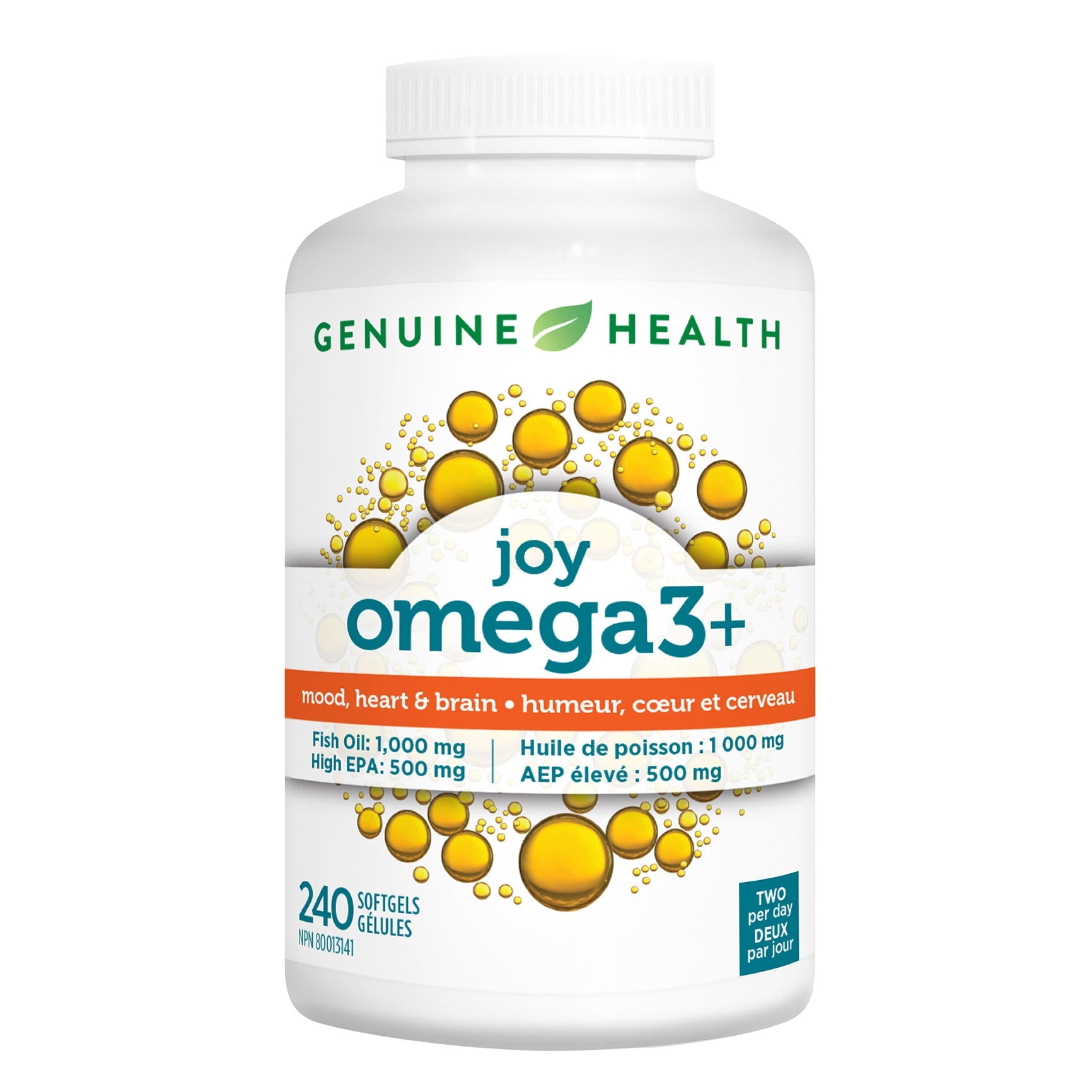 Genuine Health joy omega3+ 高濃度魚油 EPA 500mg + DHA 250mg (240粒) 產品圖片 1