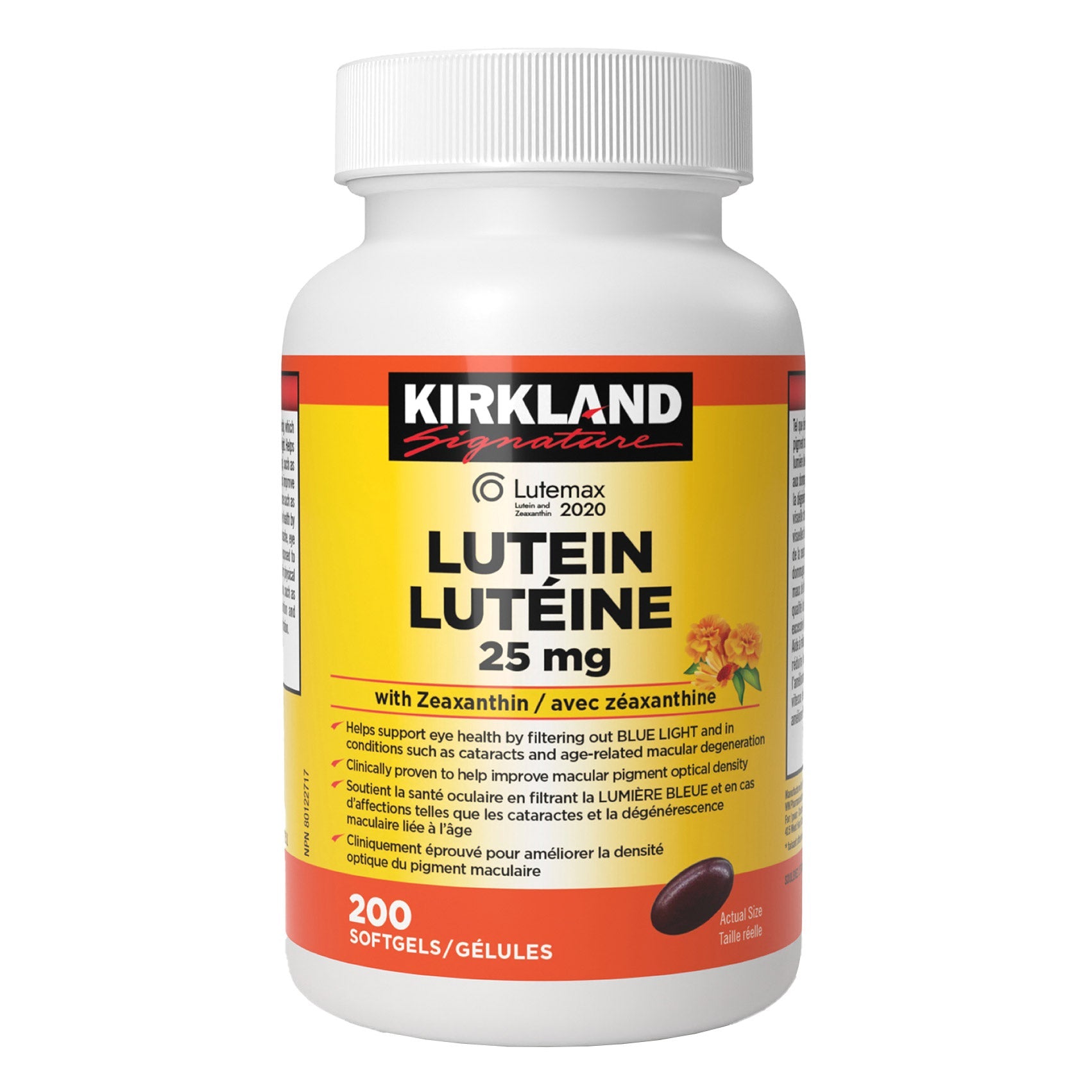 Kirkland Signature 葉黃素 25mg + 玉米黃素軟膠囊 (200粒) 產品圖片 1