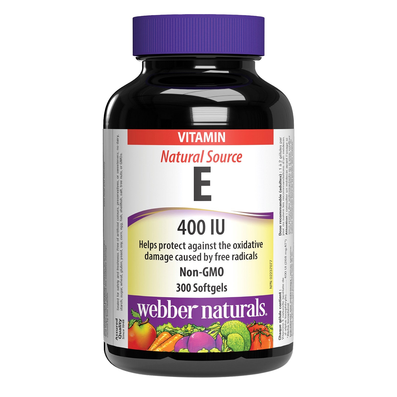 Webber Naturals 維他命E 400IU 抗氧化軟膠囊 (300粒) 產品圖片 1