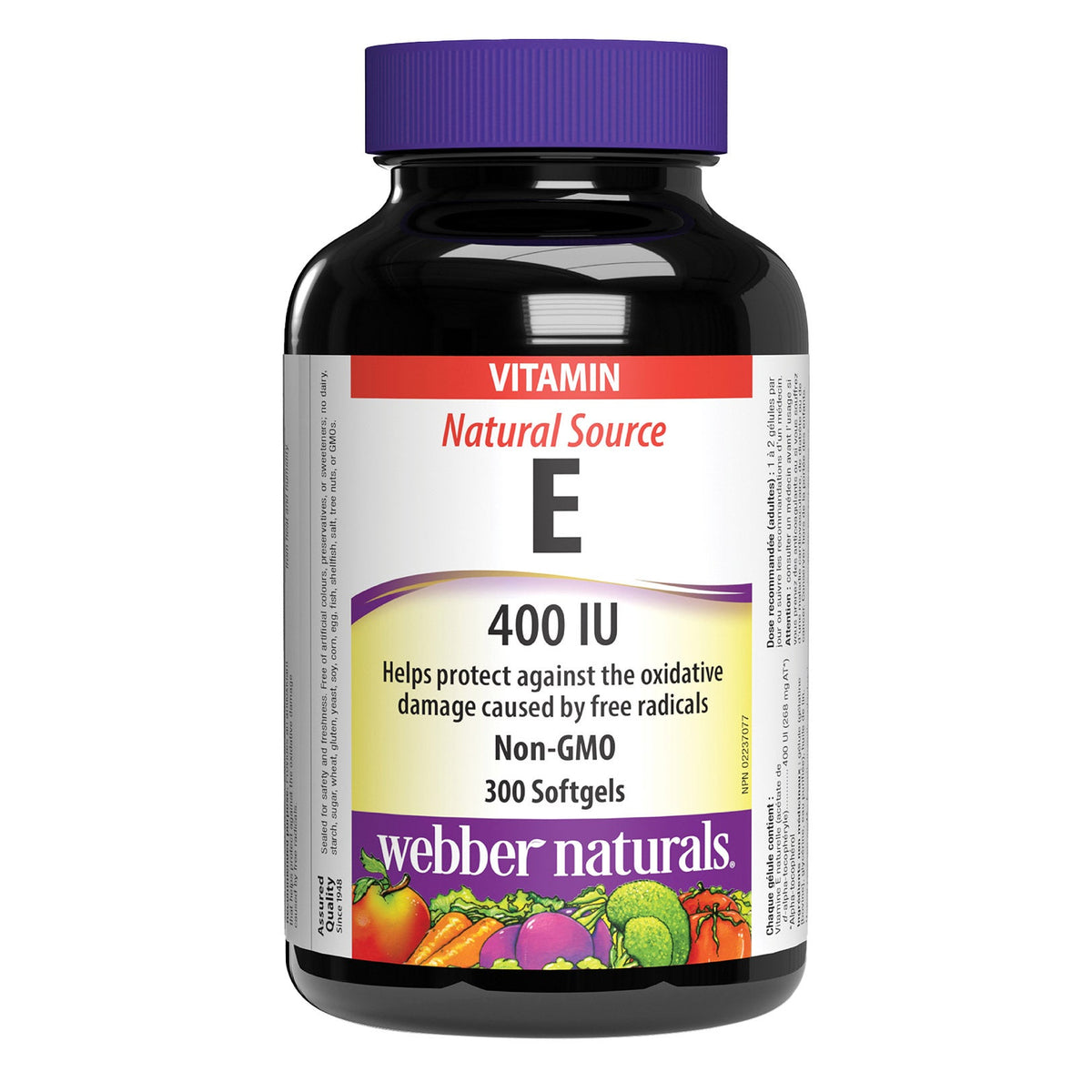 Webber Naturals 維他命E 400IU 抗氧化軟膠囊 (300粒) 產品圖片 1