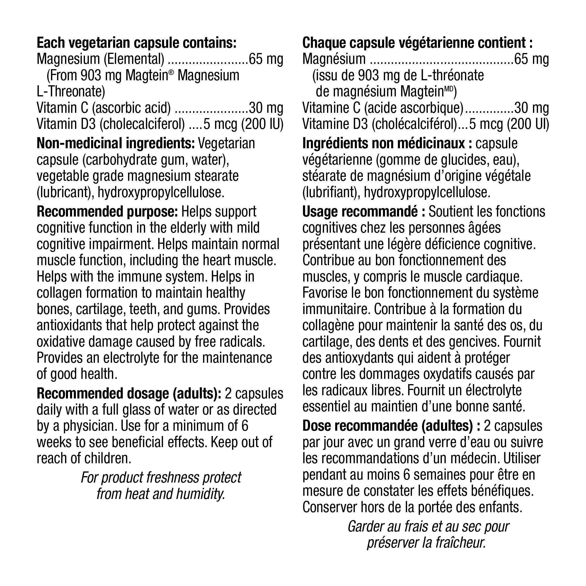 Webber Naturals Magtein® L-蘇糖酸鎂素食膠囊 (100粒) 產品圖片 2