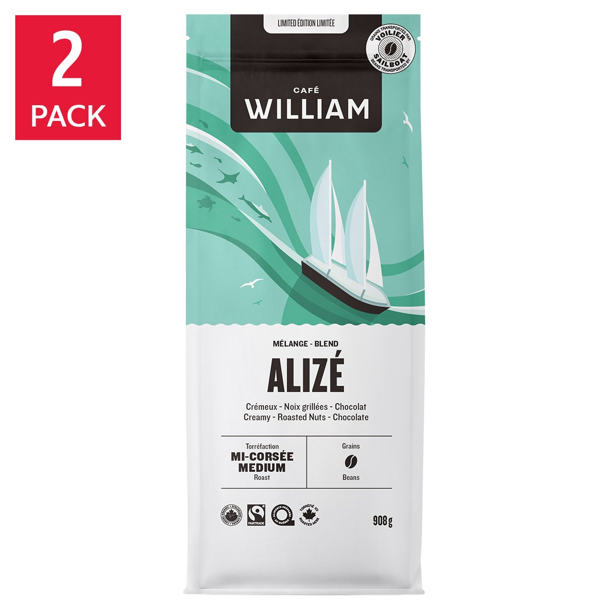 Café William 原粒咖啡豆 (908g x 2) 產品圖片1