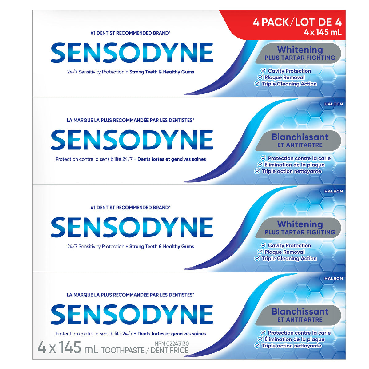 Sensodyne 美白抗牙垢敏感牙膏｜145mL x 4支 產品圖片 1
