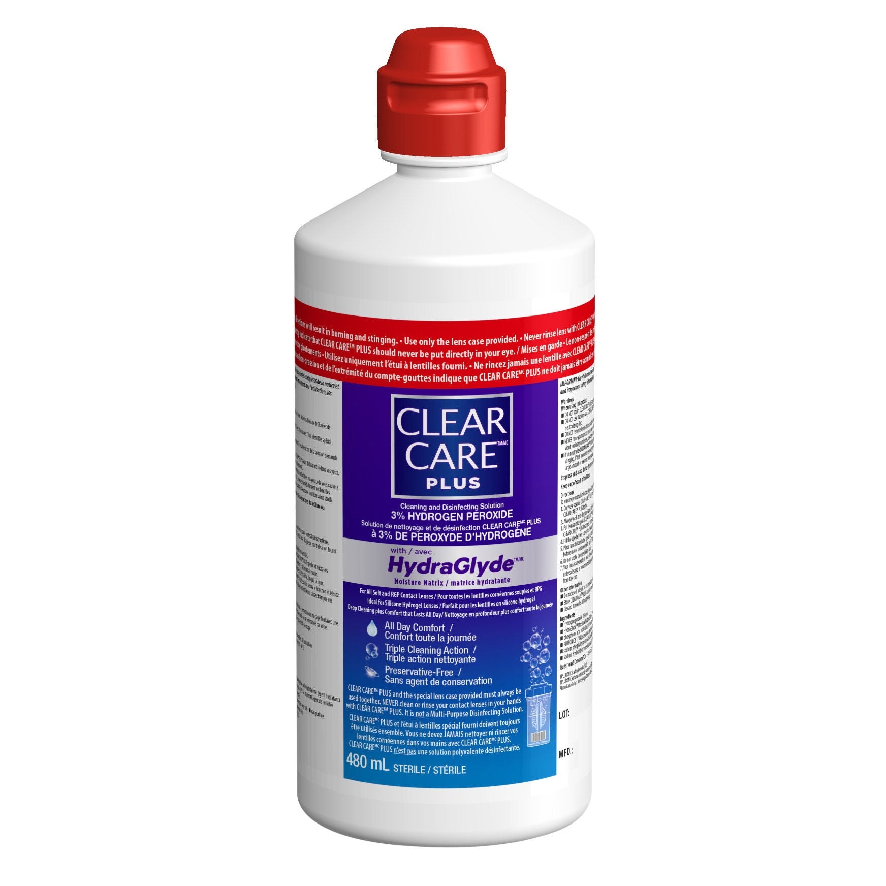 Clear Care Plus HydraGlyde 雙氧水隱形眼鏡深層潔淨消毒液 (480mL x 2 + 鏡盒 x 2) 產品圖片 3