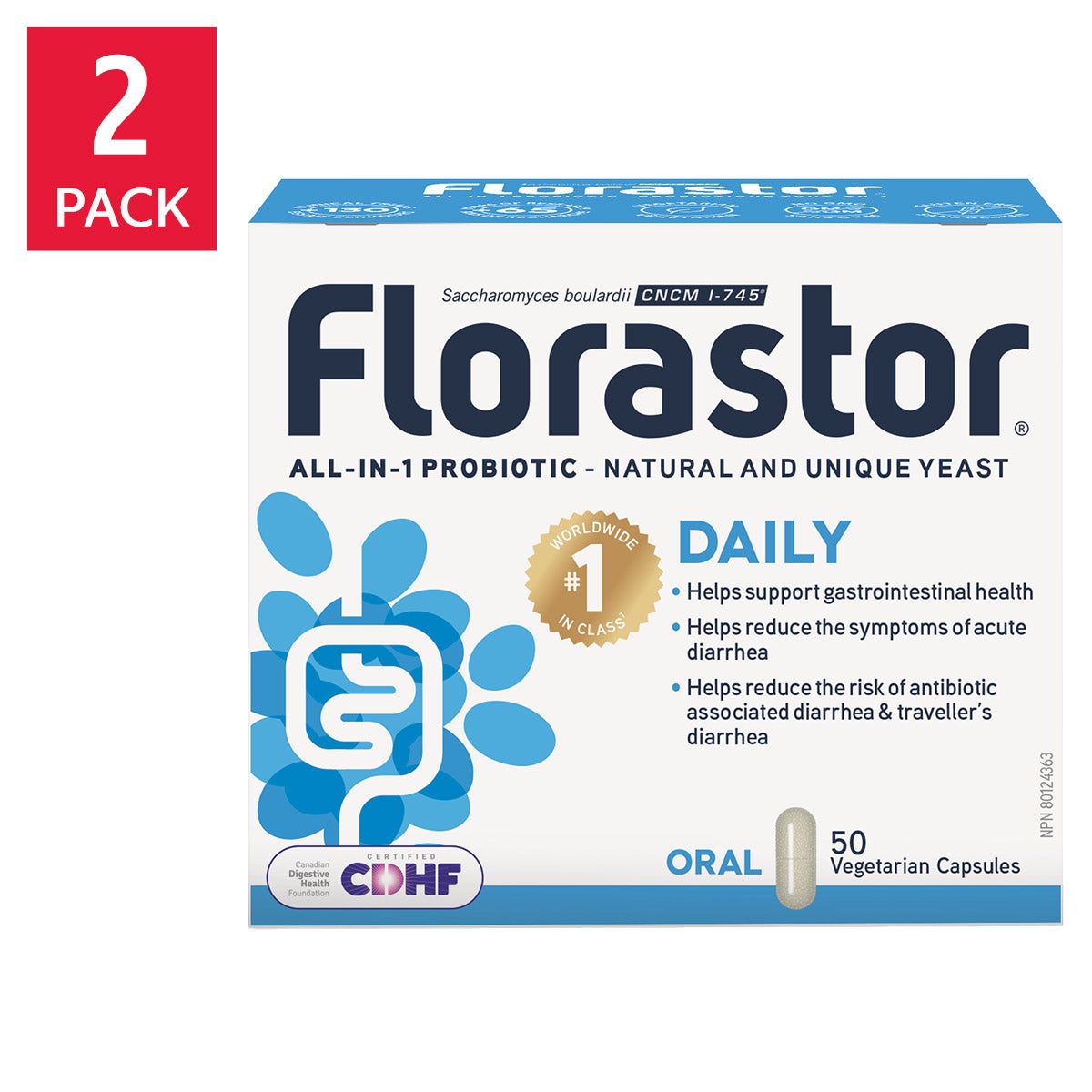 Florastor Florastor Daily Probiotic Supplement, 2 x 50 Capsules 產品圖片 1