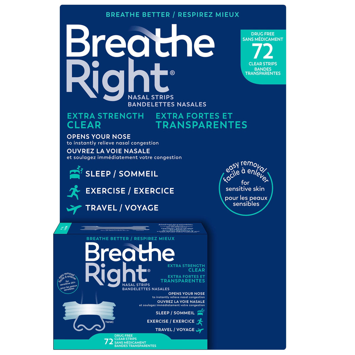 Breathe Right Breathe Right Extra Strength Clear, 72 Strips 產品圖片 1