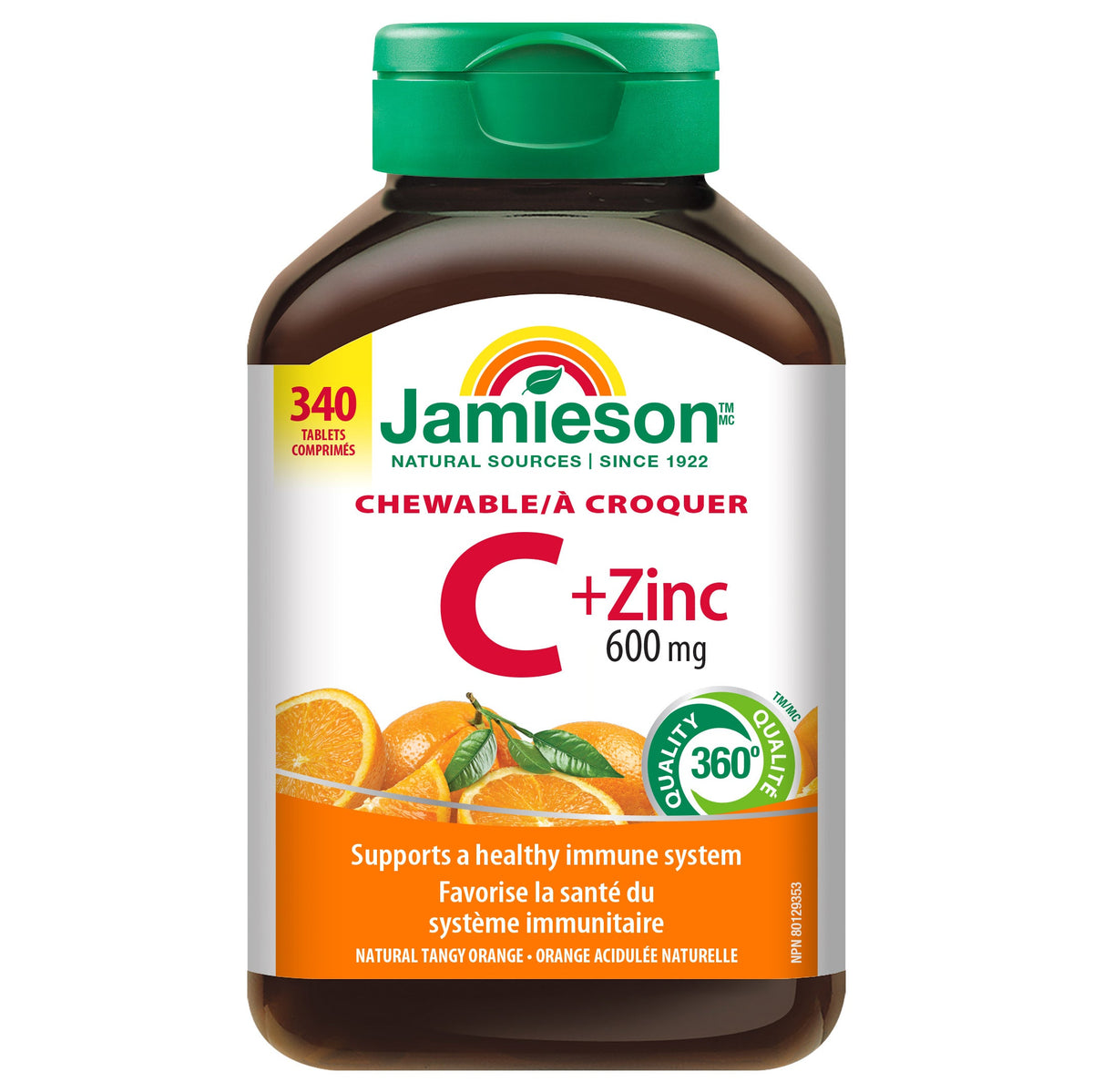 Jamieson 維他命C 600mg + 鋅橙味咀嚼片 (340片) 產品圖片 1