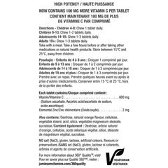 Jamieson 維他命C 600mg + 鋅橙味咀嚼片 (340片) 產品圖片 3