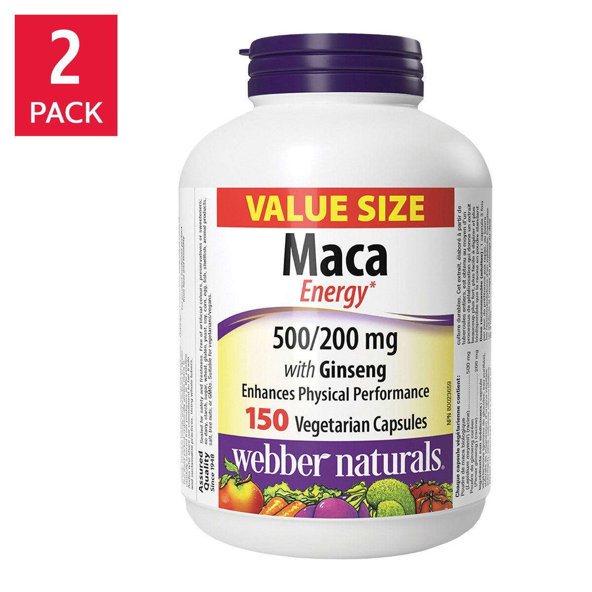 Webber Naturals Maca Energy 瑪卡 + 人參膠囊 (150粒 x 2樽) 產品圖片 1