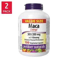 Webber Naturals Maca Energy 瑪卡 + 人參膠囊 (150粒 x 2樽) 產品圖片 1