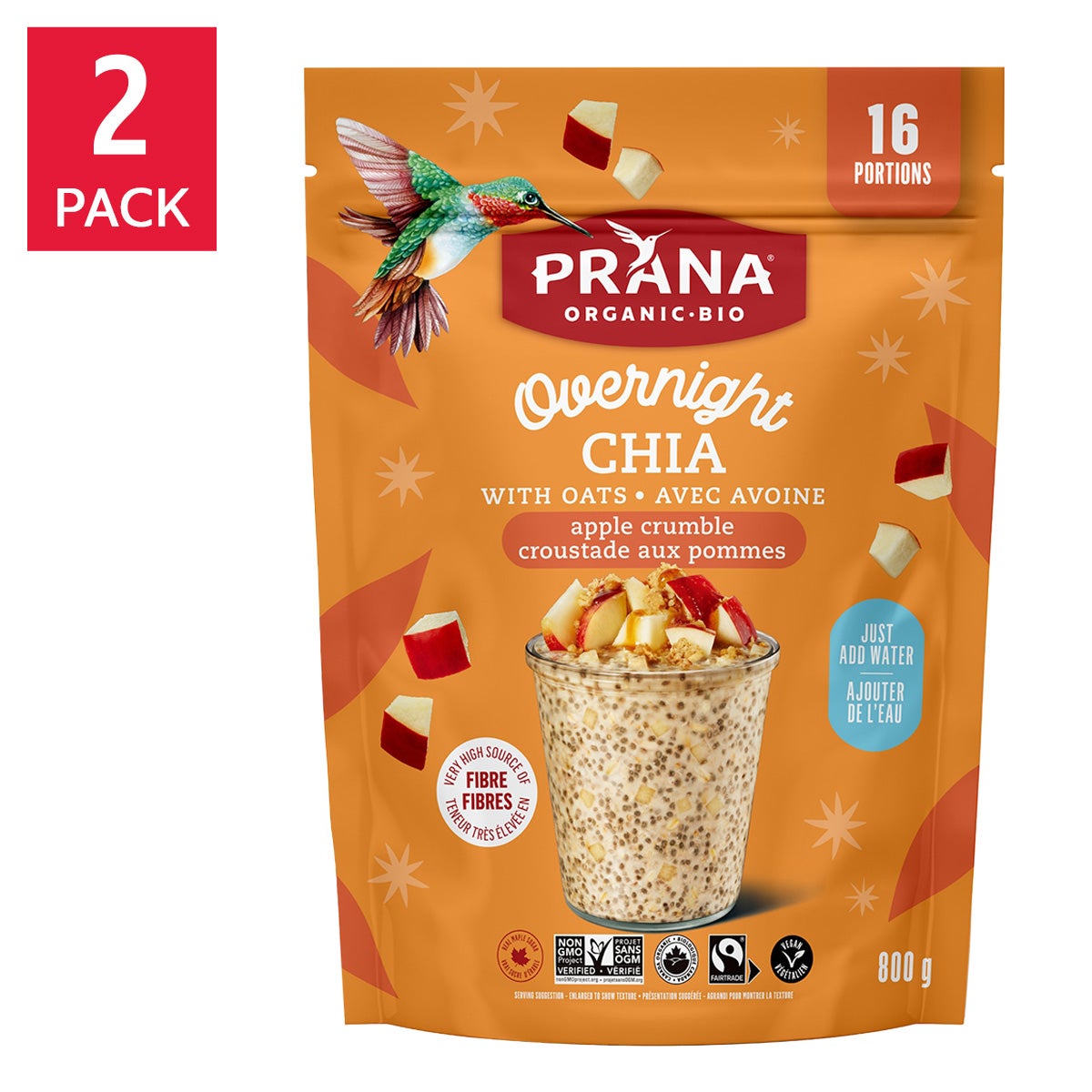 Prana 有機隔夜奇亞籽燕麥 (800g x 2包)｜3款口味 Apple Crumble 產品圖片 4